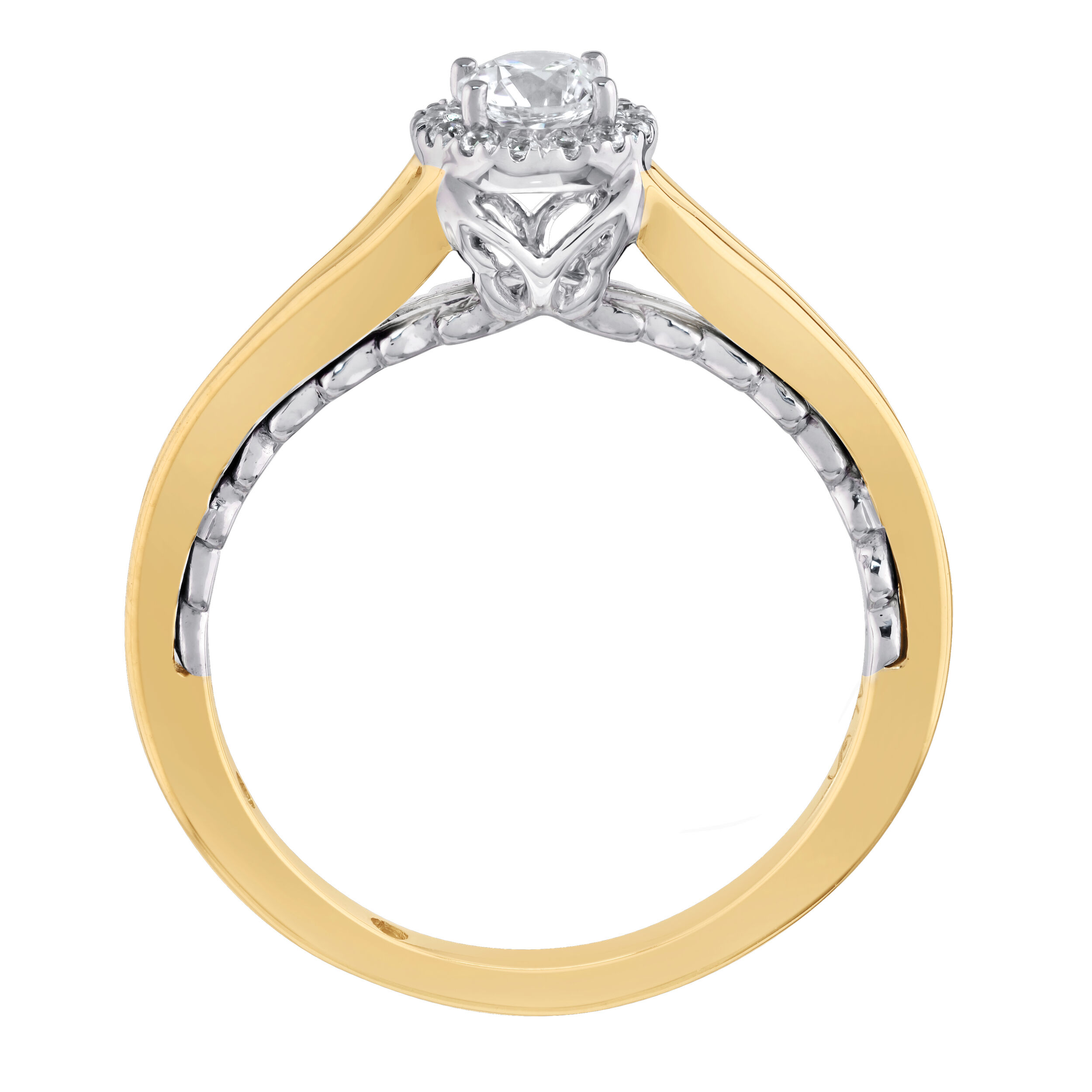 Celestial Love&trade; 14K Two Tone Diamond Round Halo Split Shank 0.33 Ctw