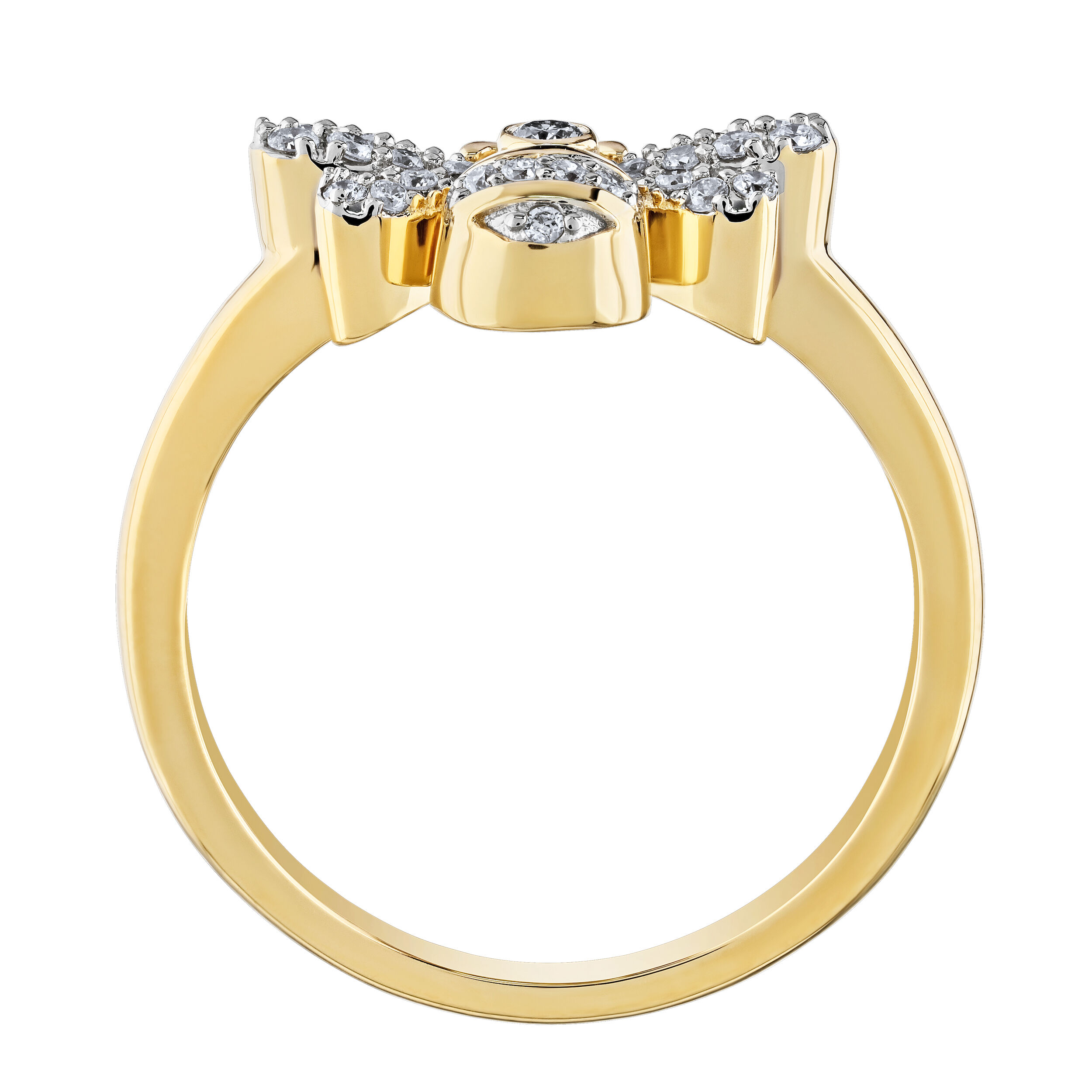 ZooLightful&trade; 14K Two Tone Bumble Bee Pave Wings Bezel Head Ring Diamond 0.20 Ctw