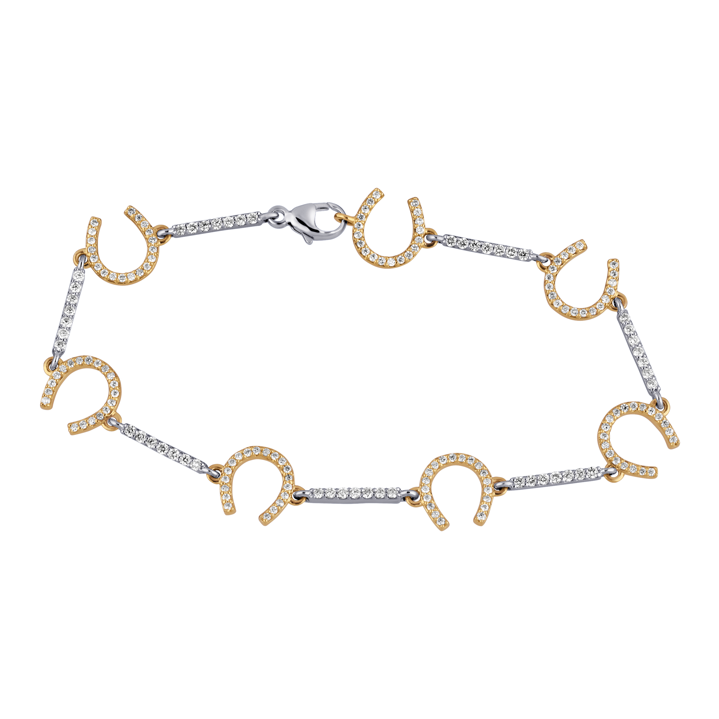 Bracelet: 14TT Horseshoes with Bars Between 182 Rd. 1.00 Ctw