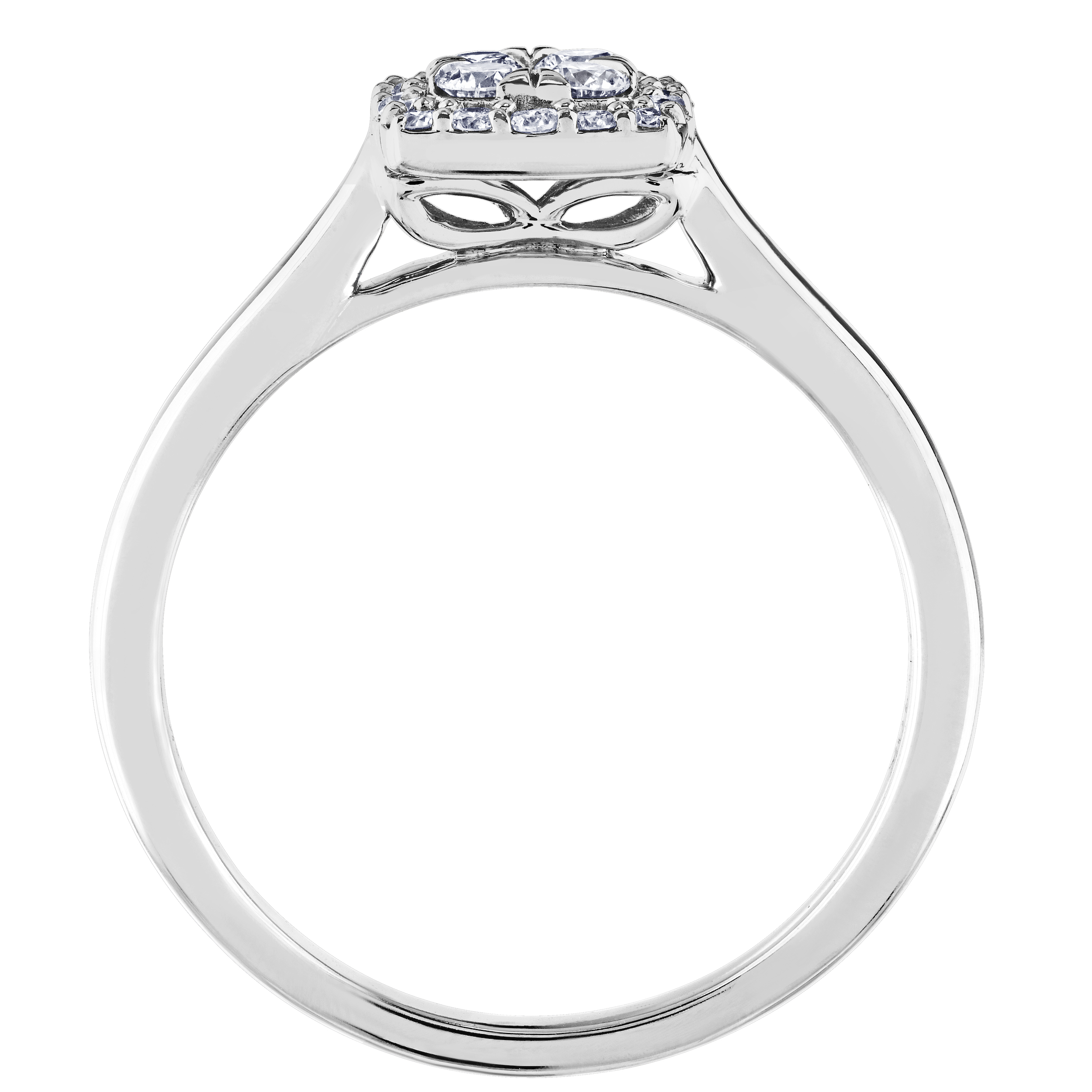 Diamond Bouquet&trade; 10K White Gold Diamond Cushion Shape Cluster Center Halo Ring 0.26 Ctw