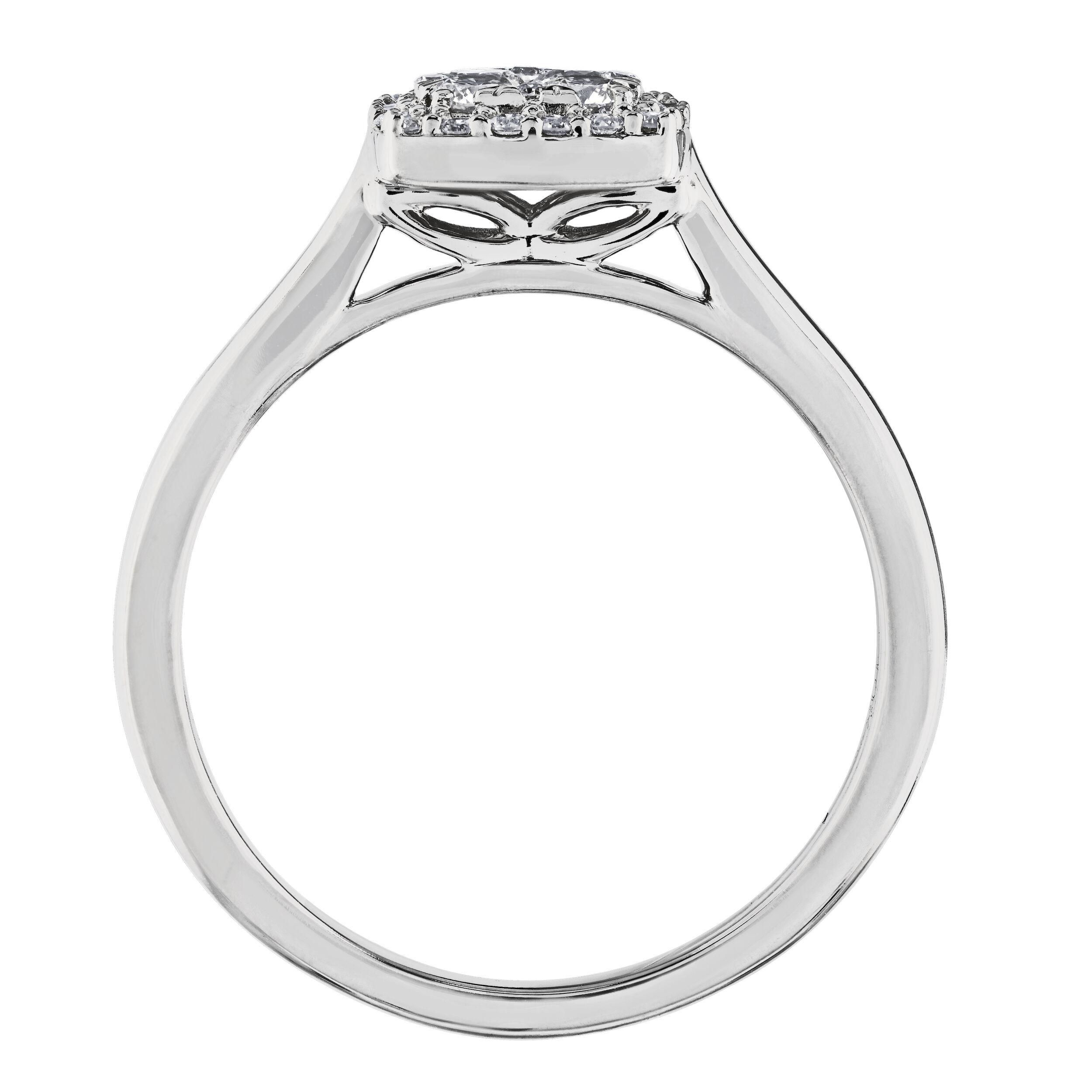 Diamond Bouquet&trade; 10K White Gold Diamond Cushion Shape Cluster Center Halo Ring 0.32 Ctw