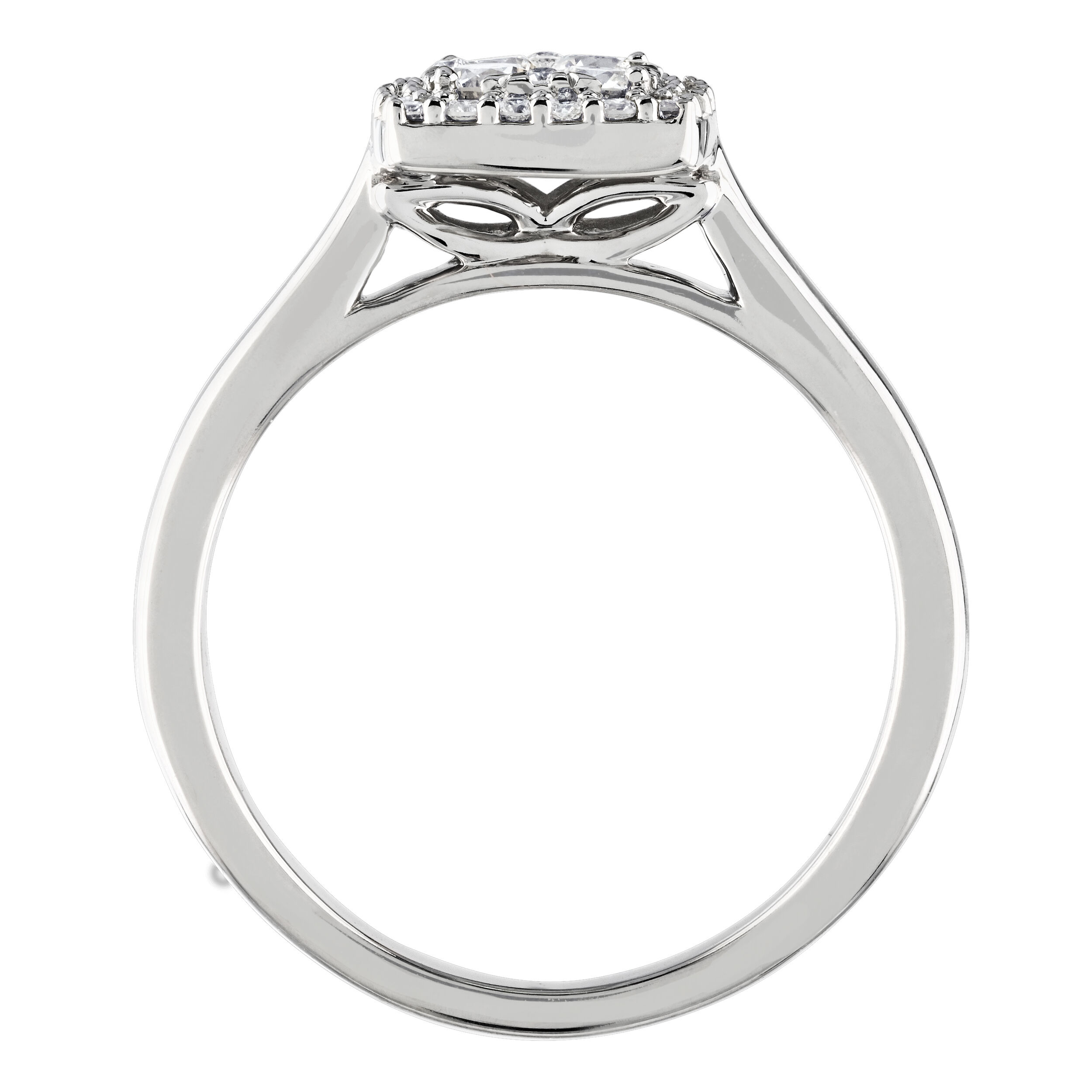 Diamond Bouquet&trade; 10K White Gold Diamond Cushion Shape Cluster Center Halo Ring 0.37 Ctw