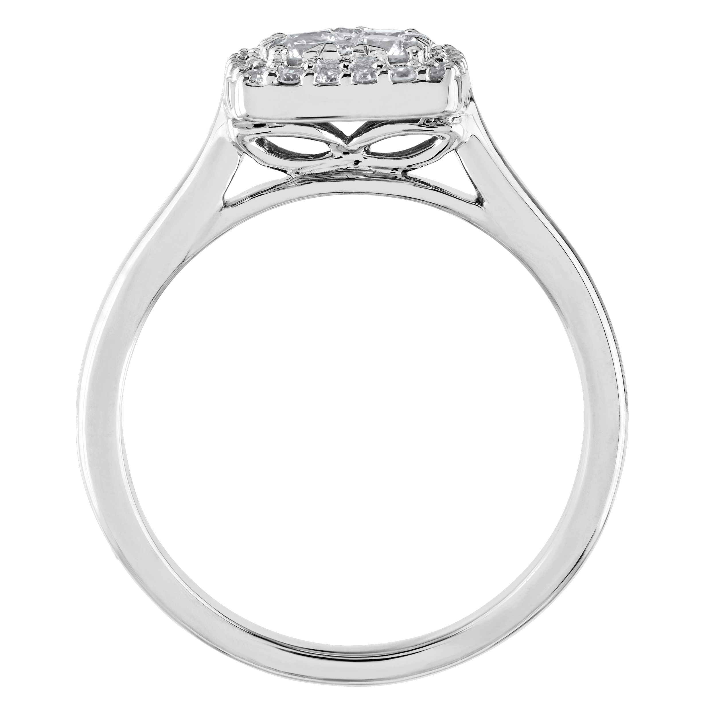 Diamond Bouquet&trade; 10K White Gold Diamond Cushion Shape Cluster Center Halo Ring 0.48 Ctw