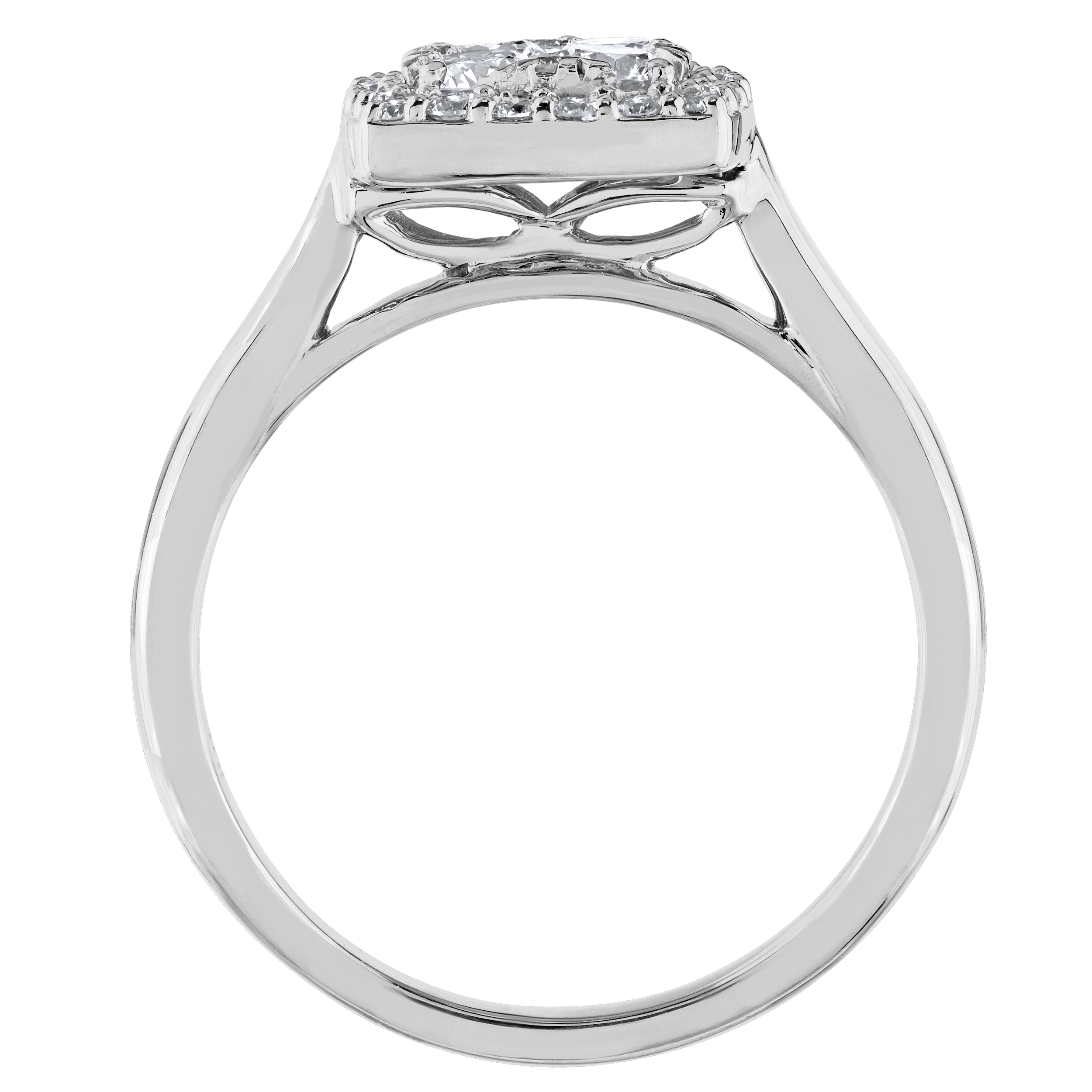 Diamond Bouquet&trade; 10K White Gold Diamond Cushion Shape Cluster Center Halo Ring 0.65 Ctw