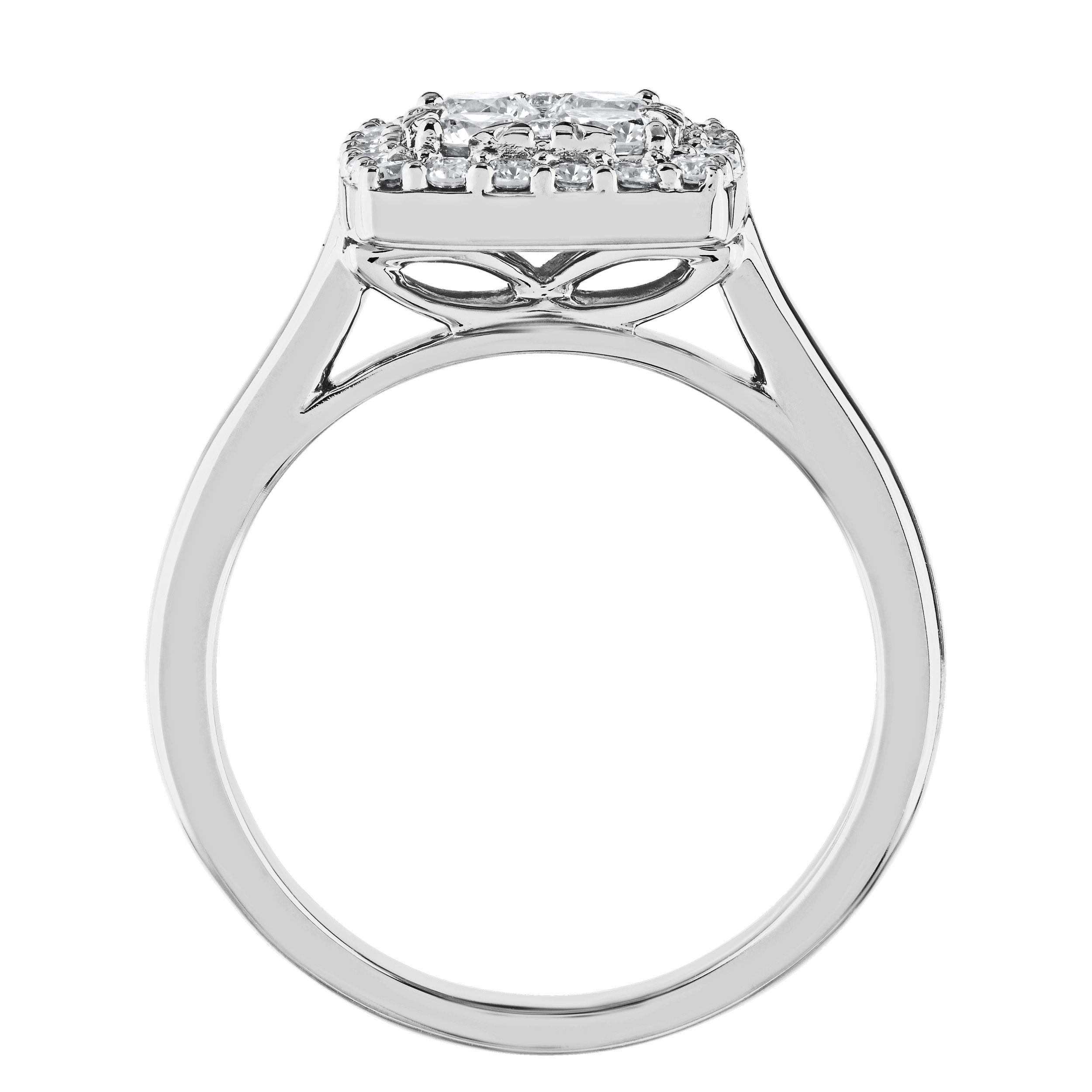 Diamond Bouquet&trade; 10K White Gold Diamond Cushion Shape Cluster Center Halo Ring 0.75 Ctw