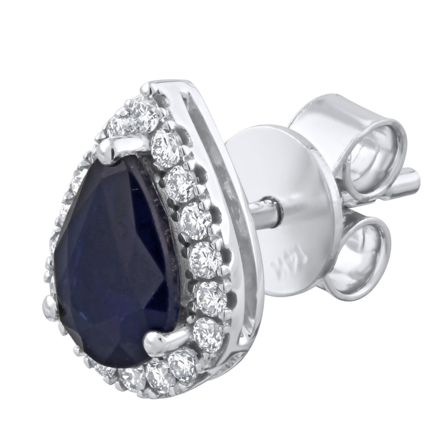 Majestic Gems&trade; 14k White Gold Pear-Shape Emerald Halo Studs 36 Rd. 2 Sapp. 2.00 Ctw Ruby & Diamond 2.88 Ctw