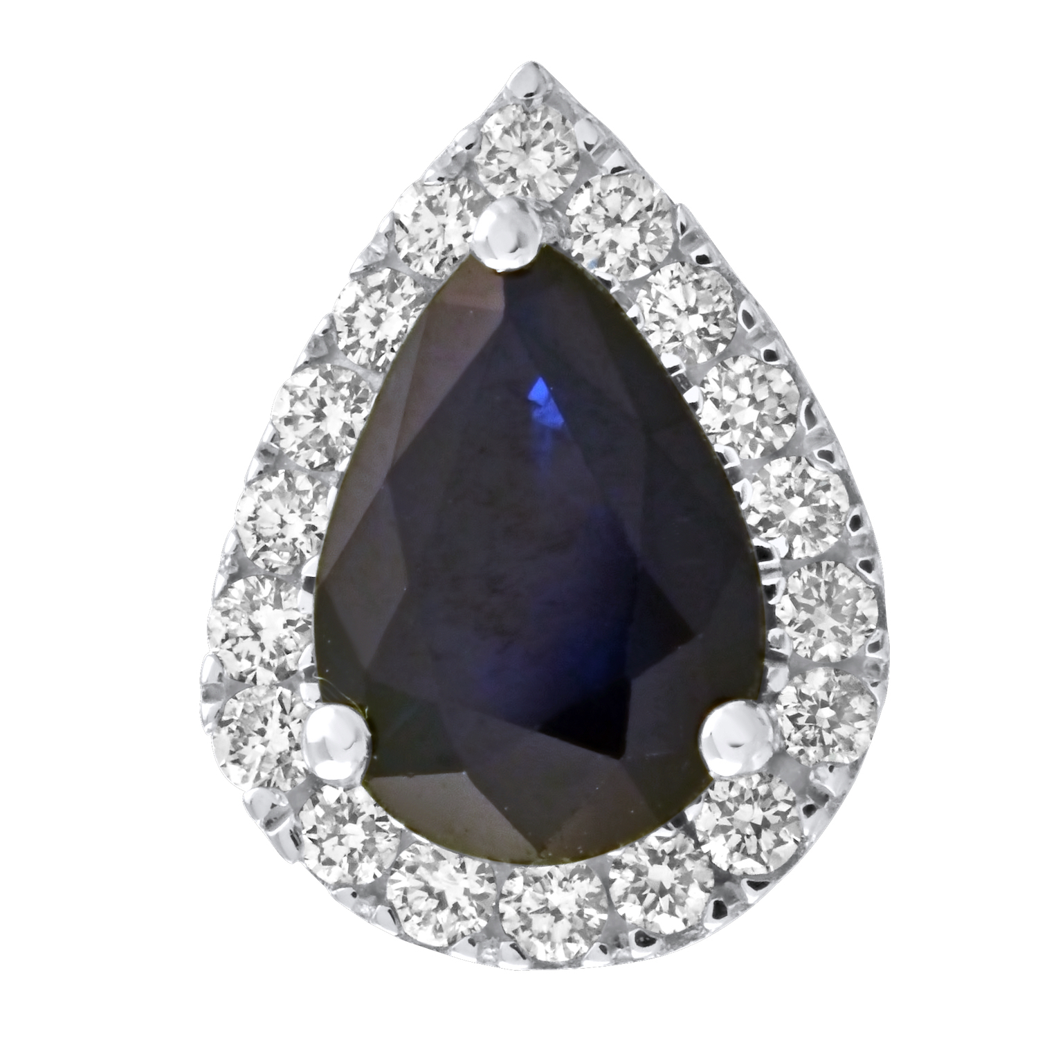 Majestic Gems&trade; 14k White Gold Pear-Shape Emerald Halo Studs 36 Rd. 2 Sapp. 2.00 Ctw Ruby & Diamond 2.88 Ctw