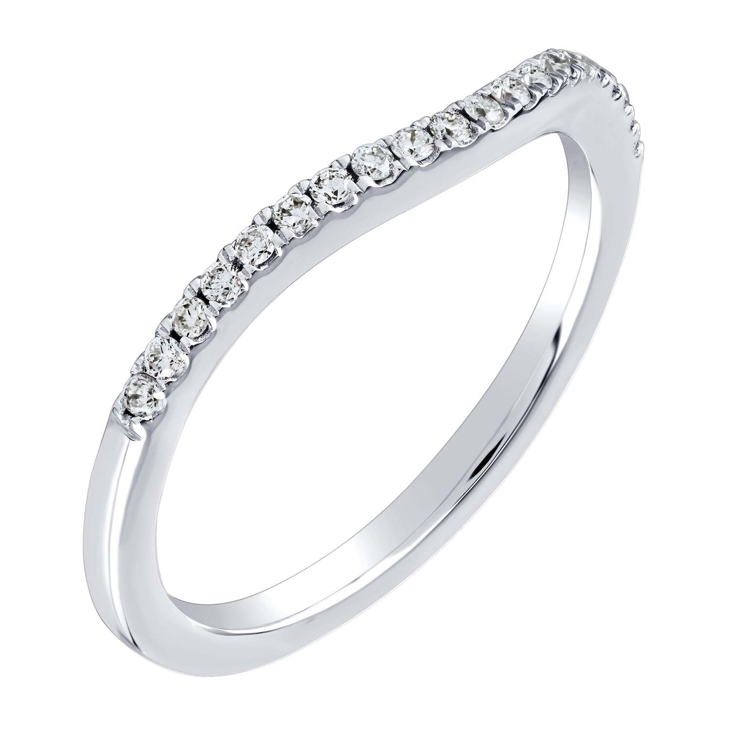 14K White Gold Diamond 0.13 Ctw Matching Wedding Ring