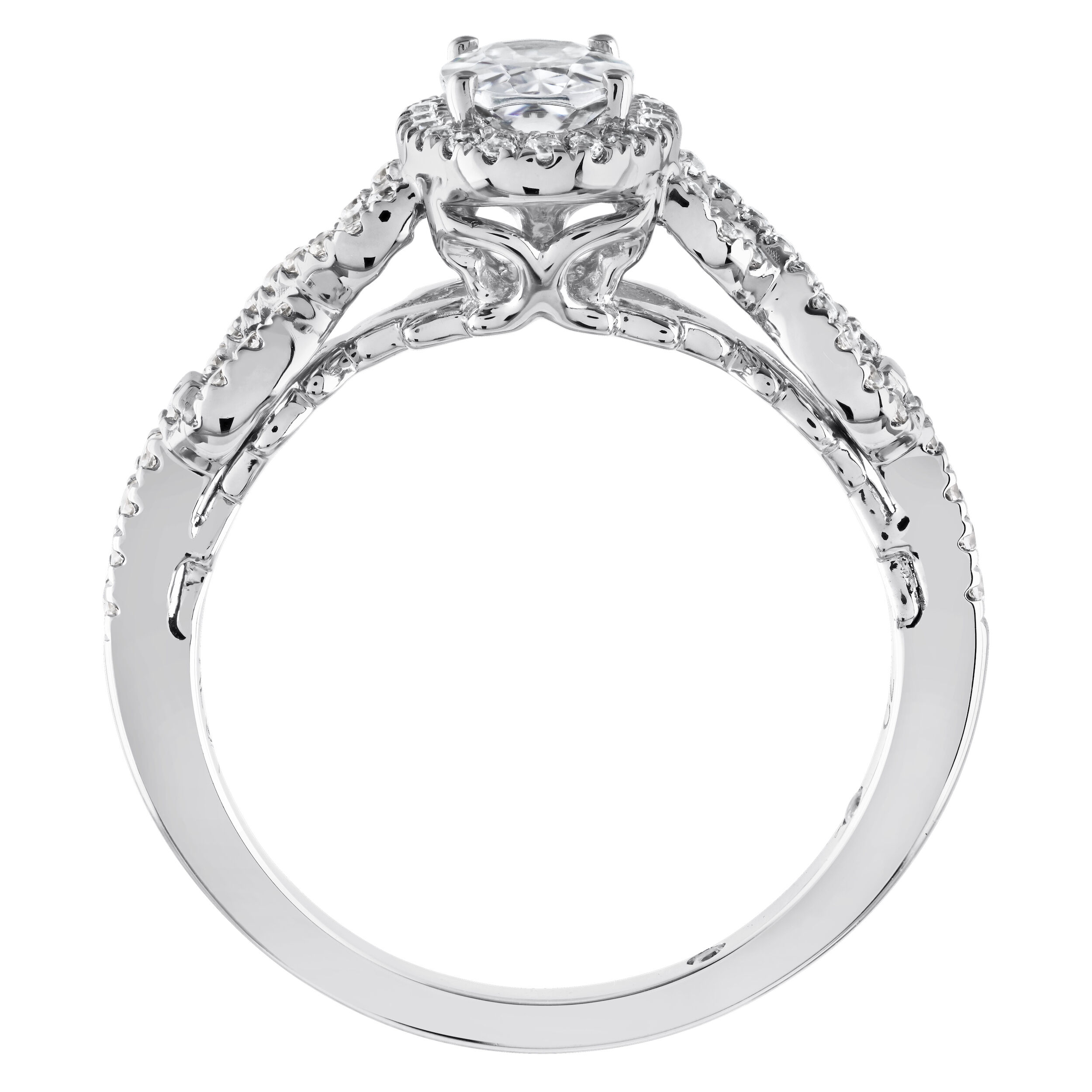 Celestial Love&trade; 14K White Gold Diamond Oval Halo Infinity Shoulders 0.78 Ctw
