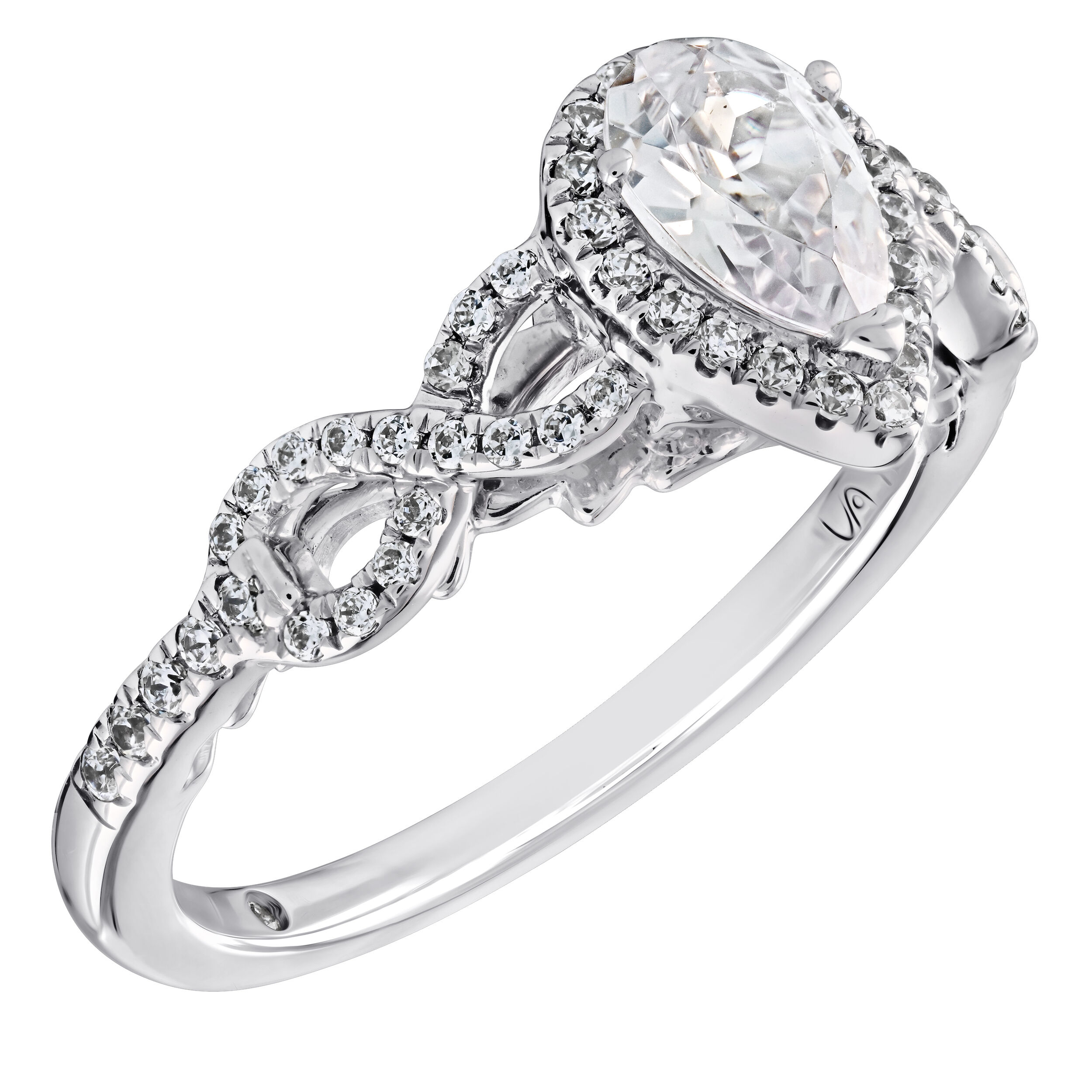 Celestial Love&trade; 14K White Gold Diamond Pear Shape Halo Infinity Shoulders 0.79 Ctw