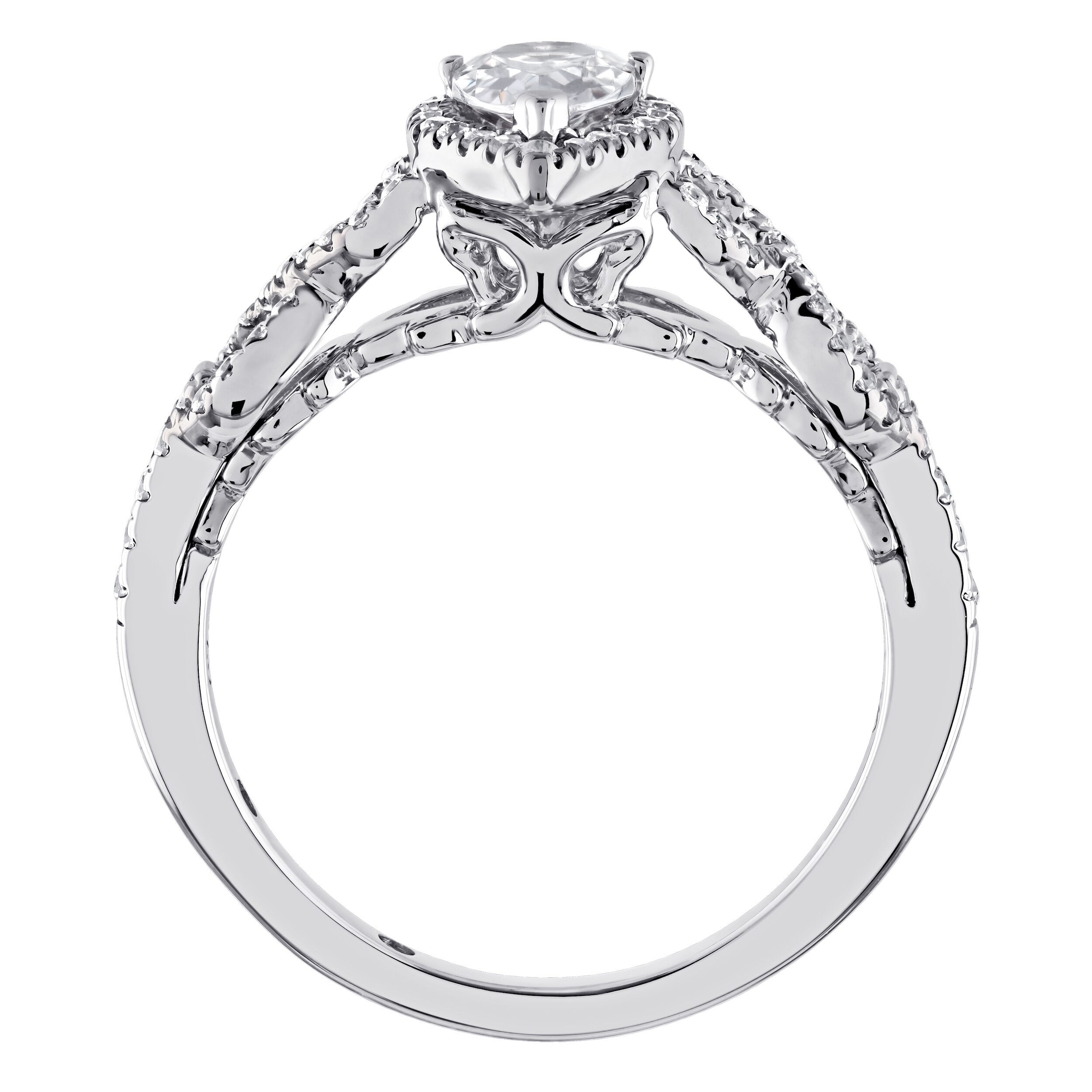 Celestial Love&trade; 14K White Gold Diamond Pear Shape Halo Infinity Shoulders 0.79 Ctw
