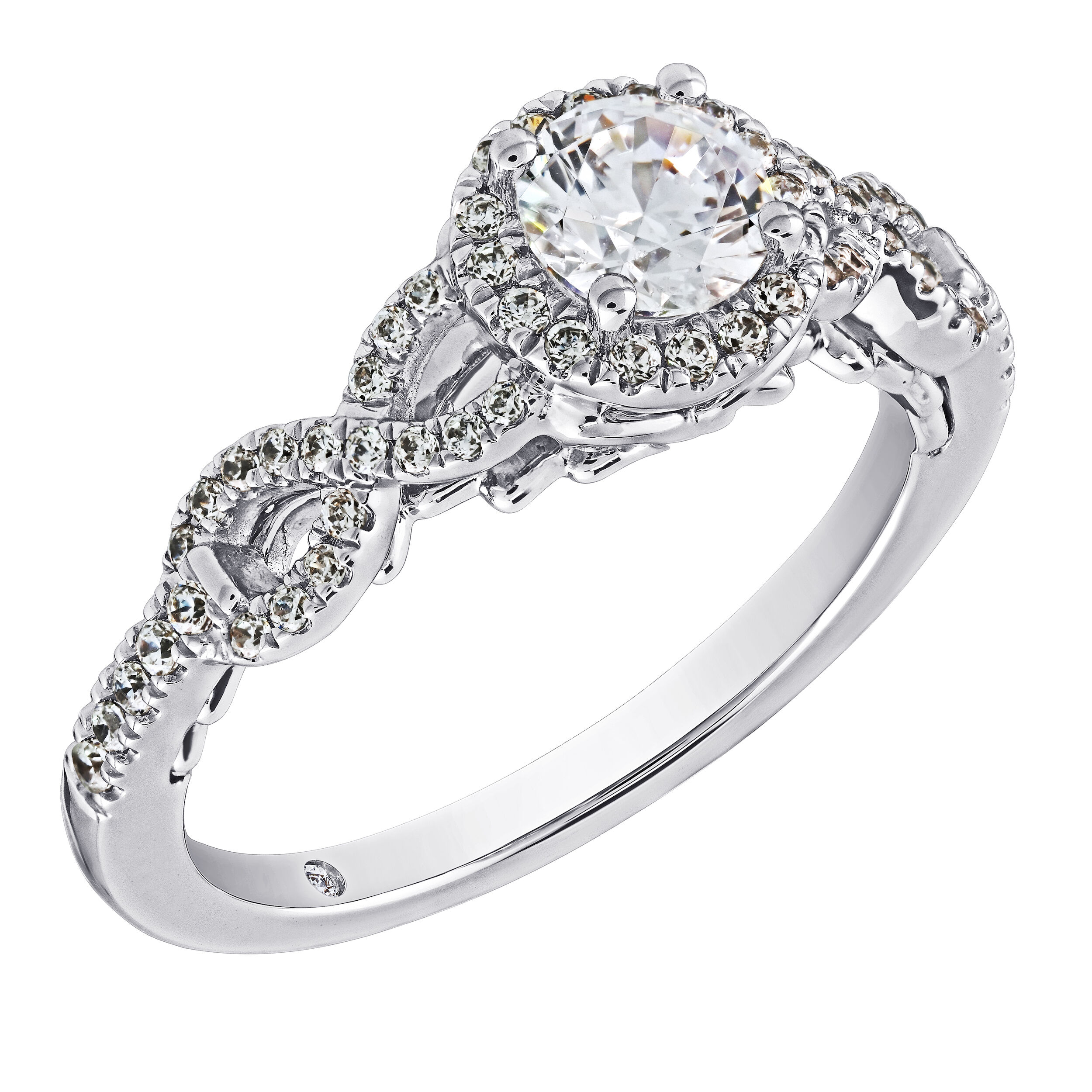 Celestial Love&trade; 14K White Gold Diamond Round Halo Infinity Shoulders 0.78 Ctw