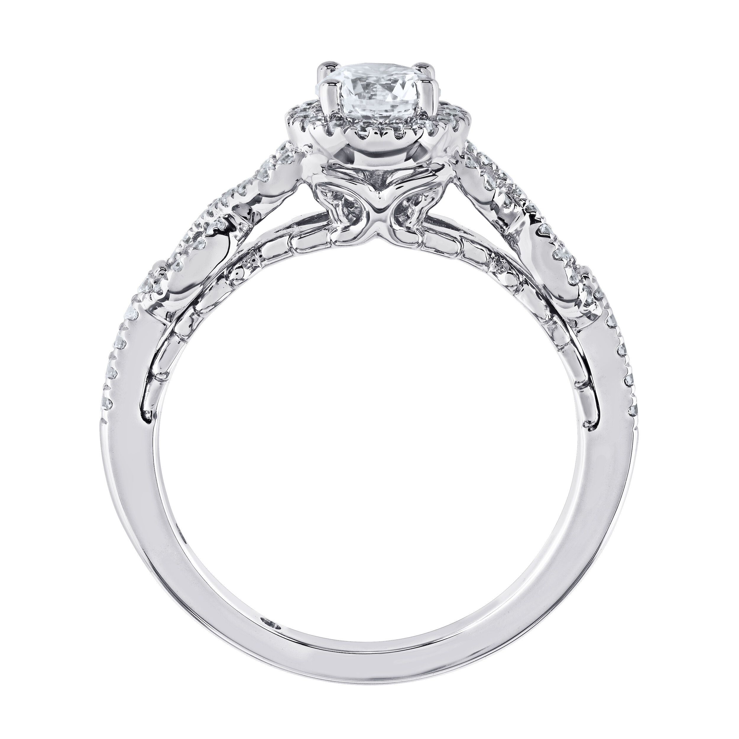Celestial Love&trade; 14K White Gold Diamond Round Halo Infinity Shoulders 0.78 Ctw
