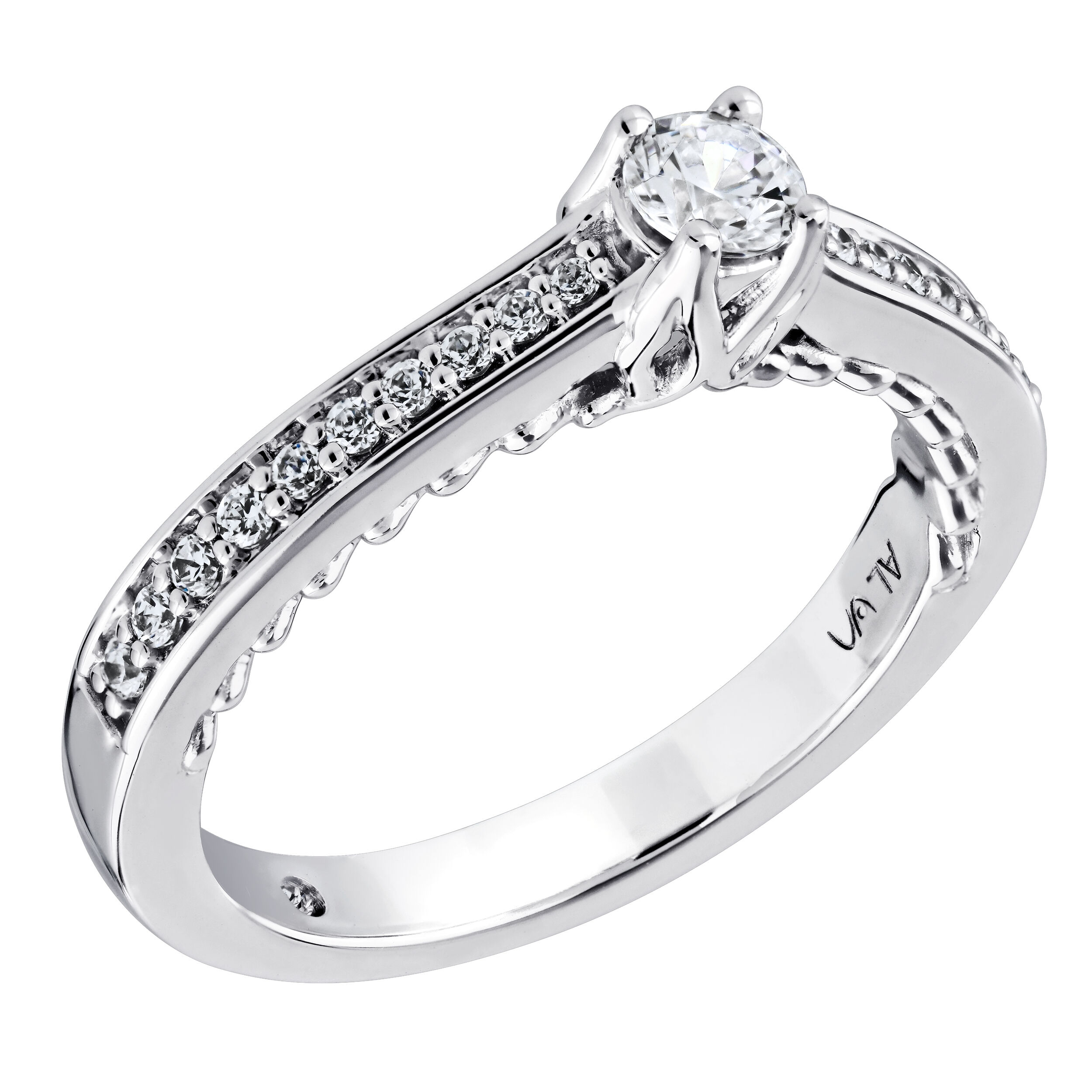 Celestial Love&trade; 14K White Gold Diamond Round Prong Set Diamond Shoulders & Sides 0.36 Ctw