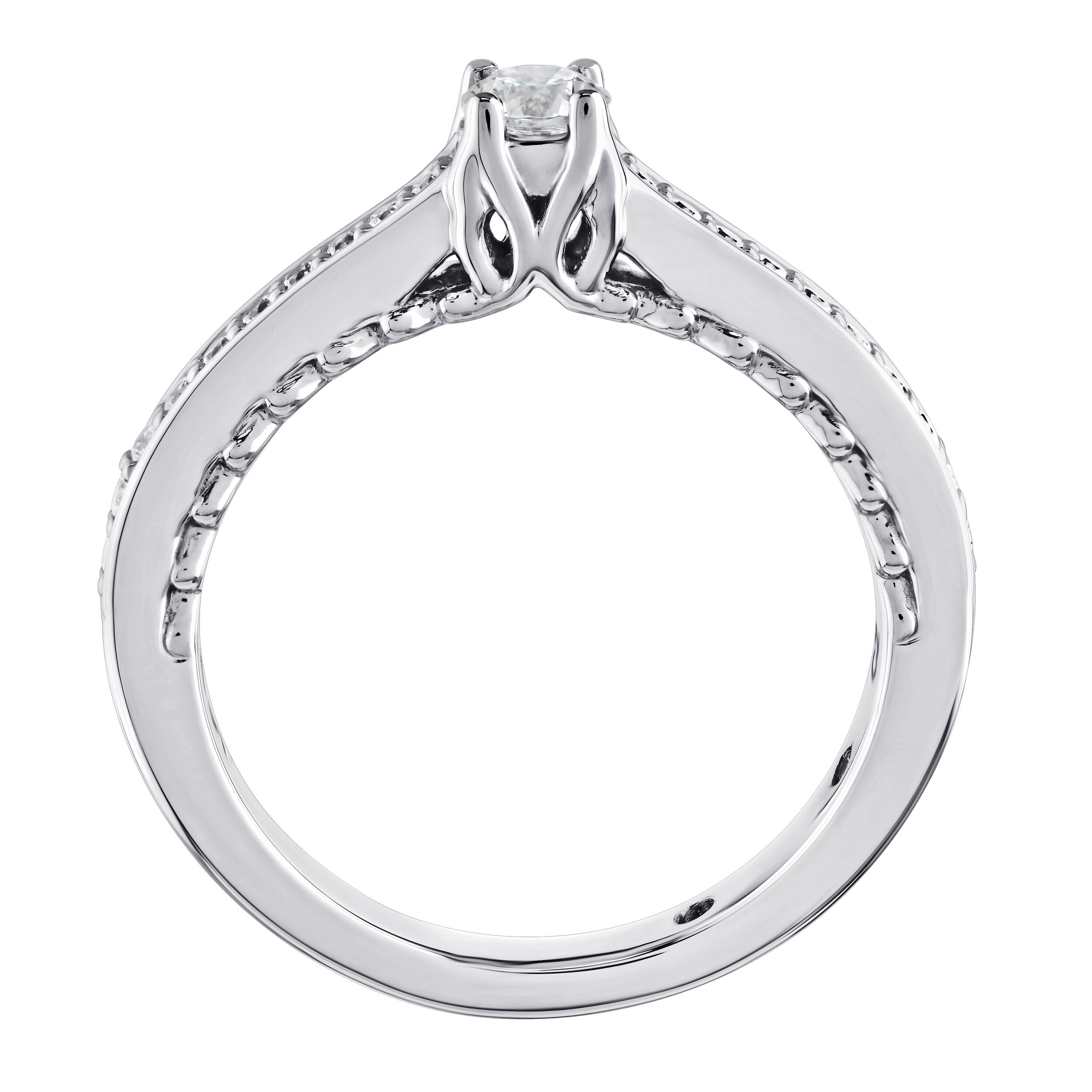 Celestial Love&trade; 14K White Gold Diamond Round Prong Set Diamond Shoulders & Sides 0.36 Ctw