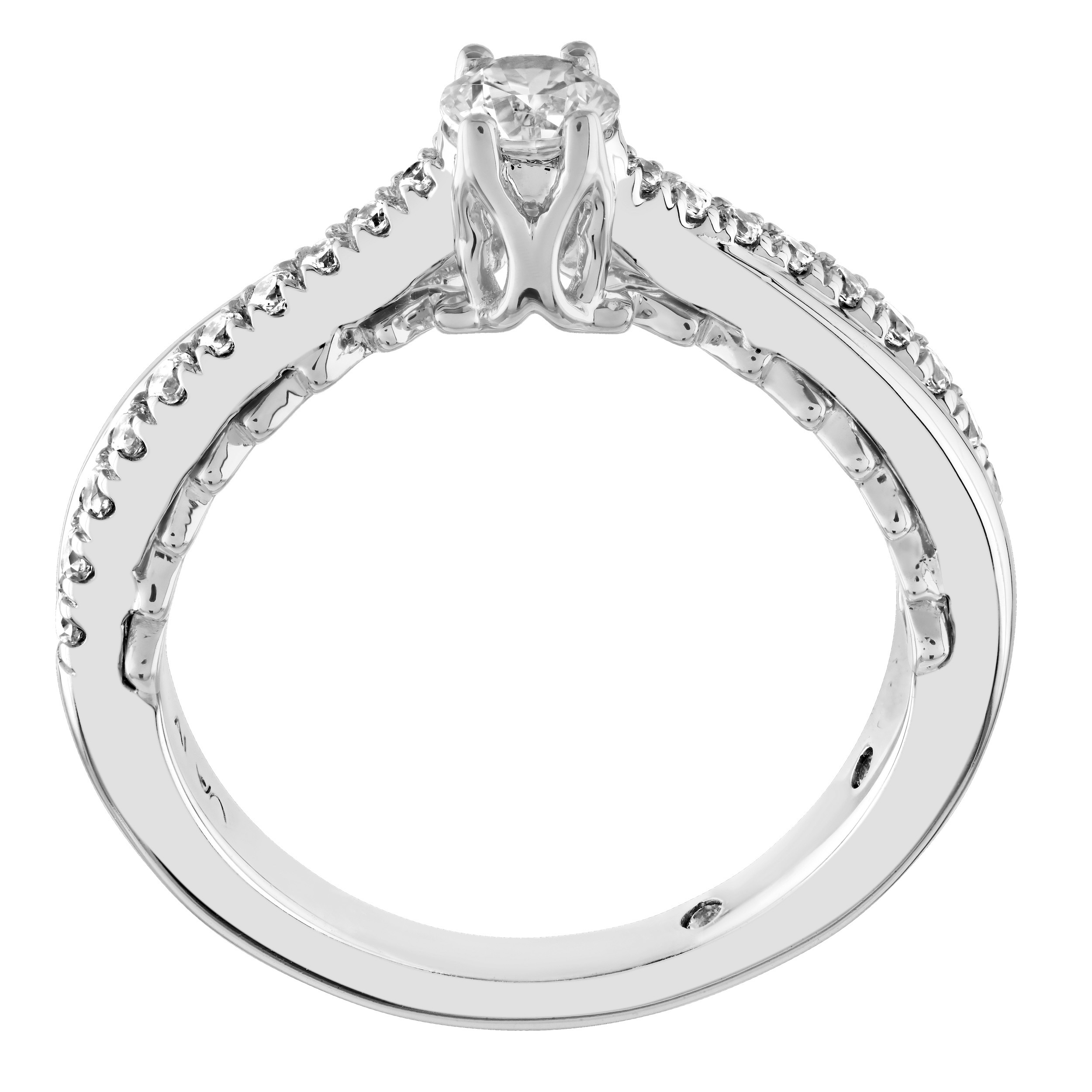 Celestial Love&trade; 14K White Gold Diamond Center with 3 Stone Prong Set Diamond Shoulders 0.63 Ctw