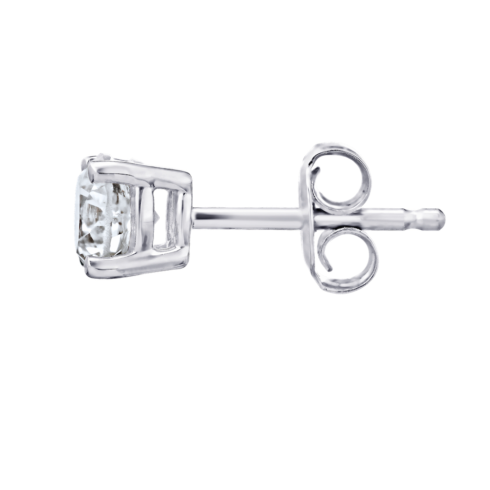 VERDE&trade; 14k White Gold 4 Prong Basket Setting Push Back Studs Earrings 2.00 Ctw LAB GROWN DIAMONDS