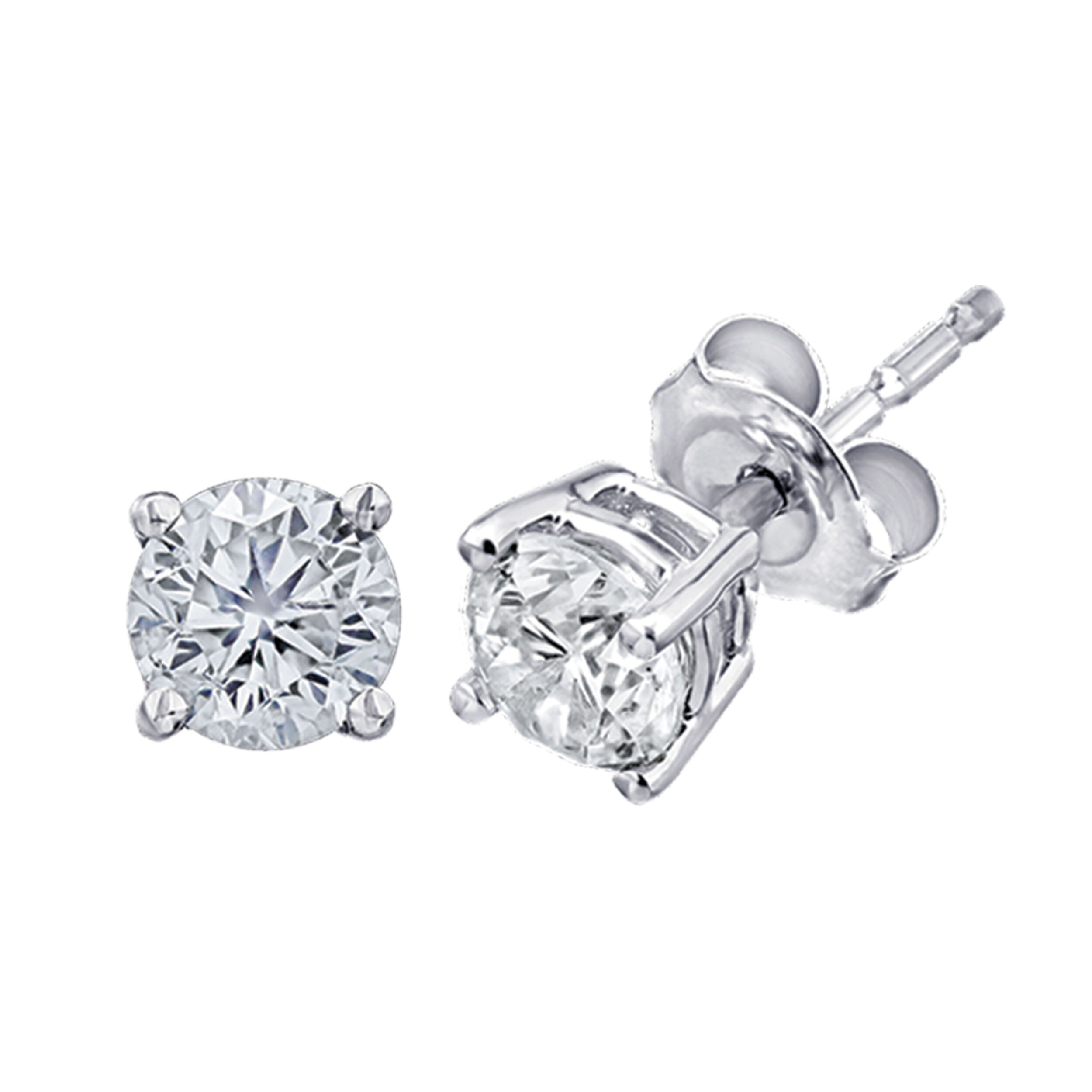 VERDE&trade; 14k White Gold 4 Prong Basket Setting Push Back Studs Earrings 4.00 Ctw LAB GROWN DIAMONDS