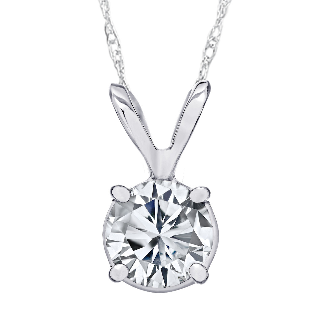 LGD Pendant: 14KW Round Solitaire Rabbit Ears 1 Rd. 2.00 Ctw