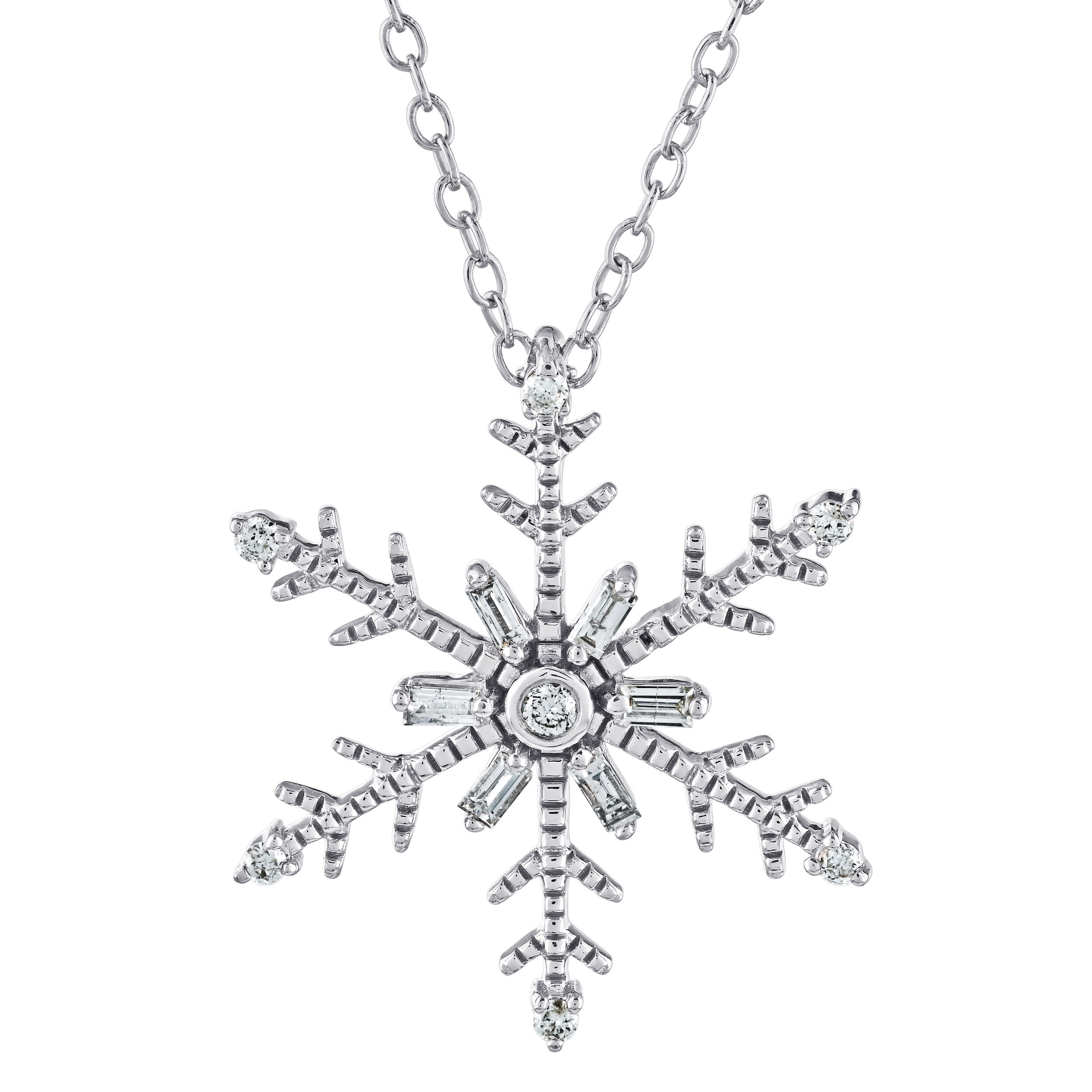 Pendant: 14KW Snowflake 13 Rd. 3/20 Ctw