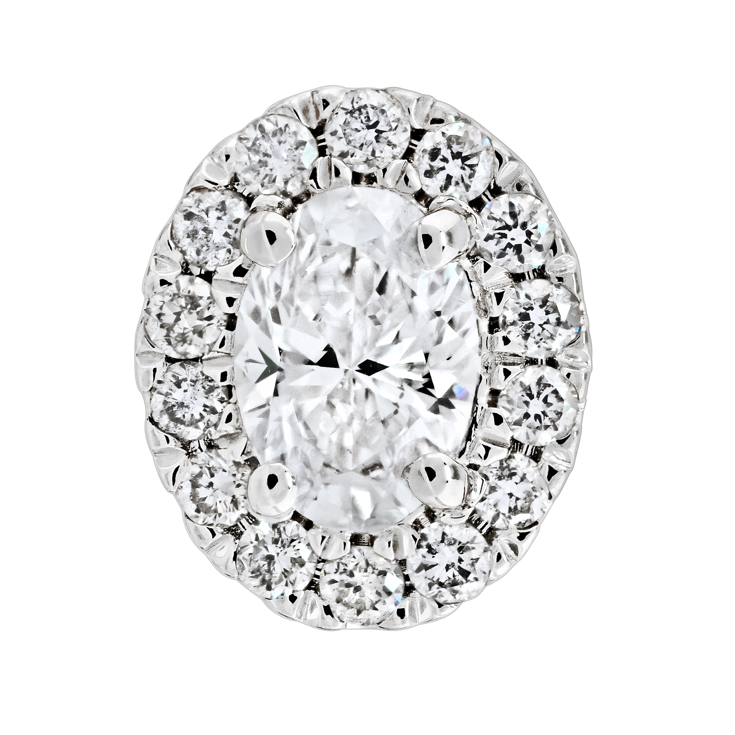 Earrings: 14KW Oval Halo Studs 30 Dias. 1/2 Ctw