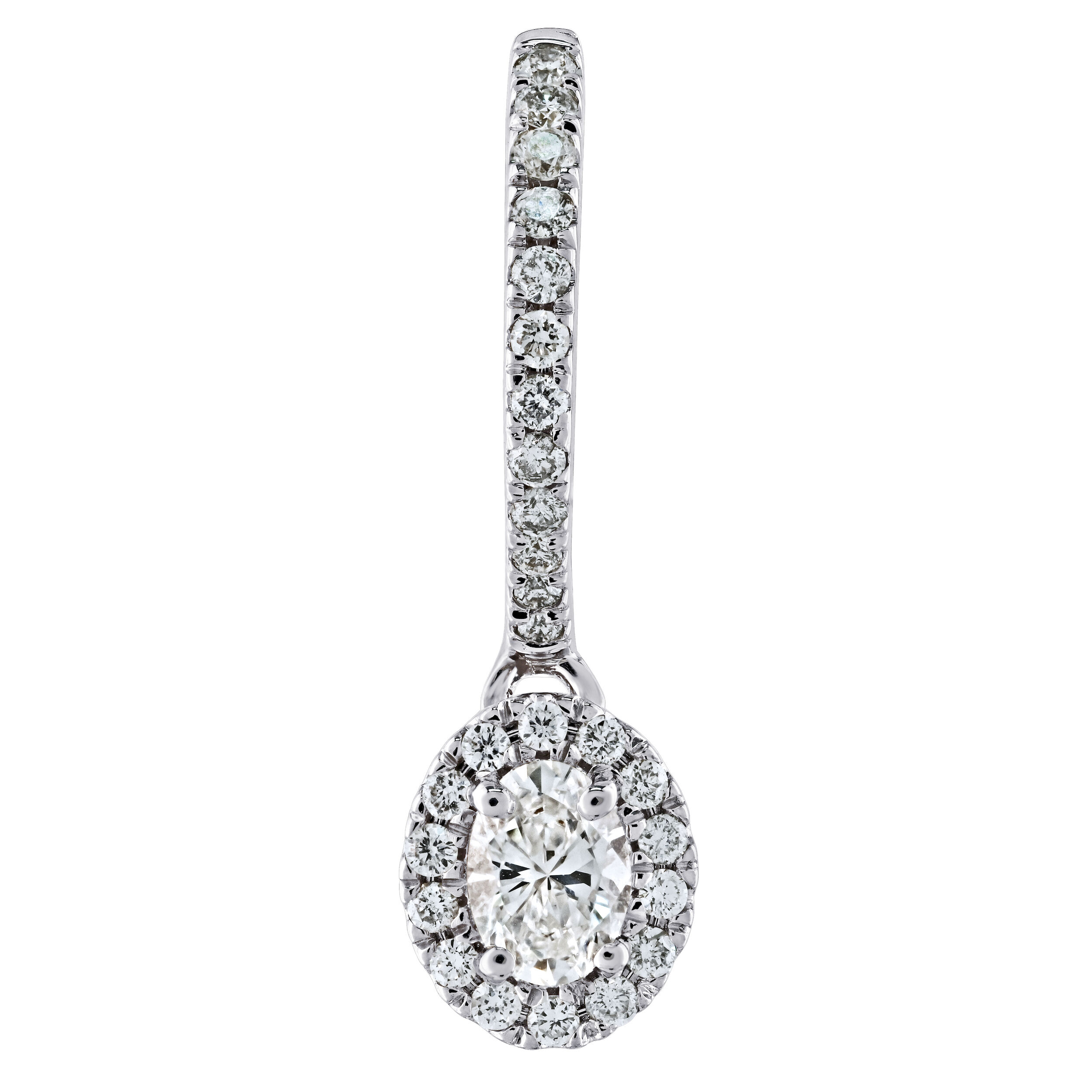 Earrings: 14KW Oval Halo with Diamond Drop 54 Dias. 5/8 Ctw