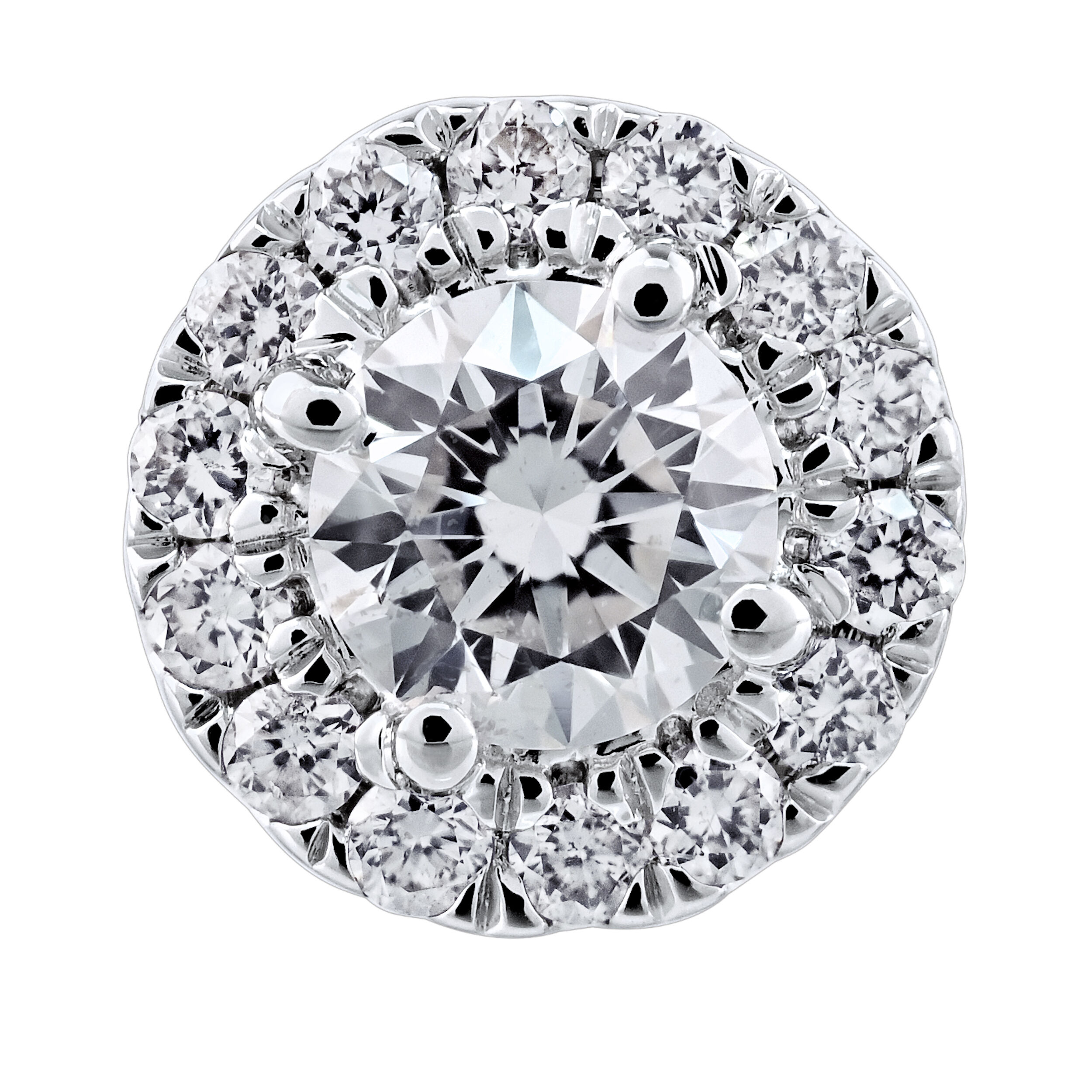 Earrings: 14KW Round Halo Studs 30 Rd. 1/2 Ctw