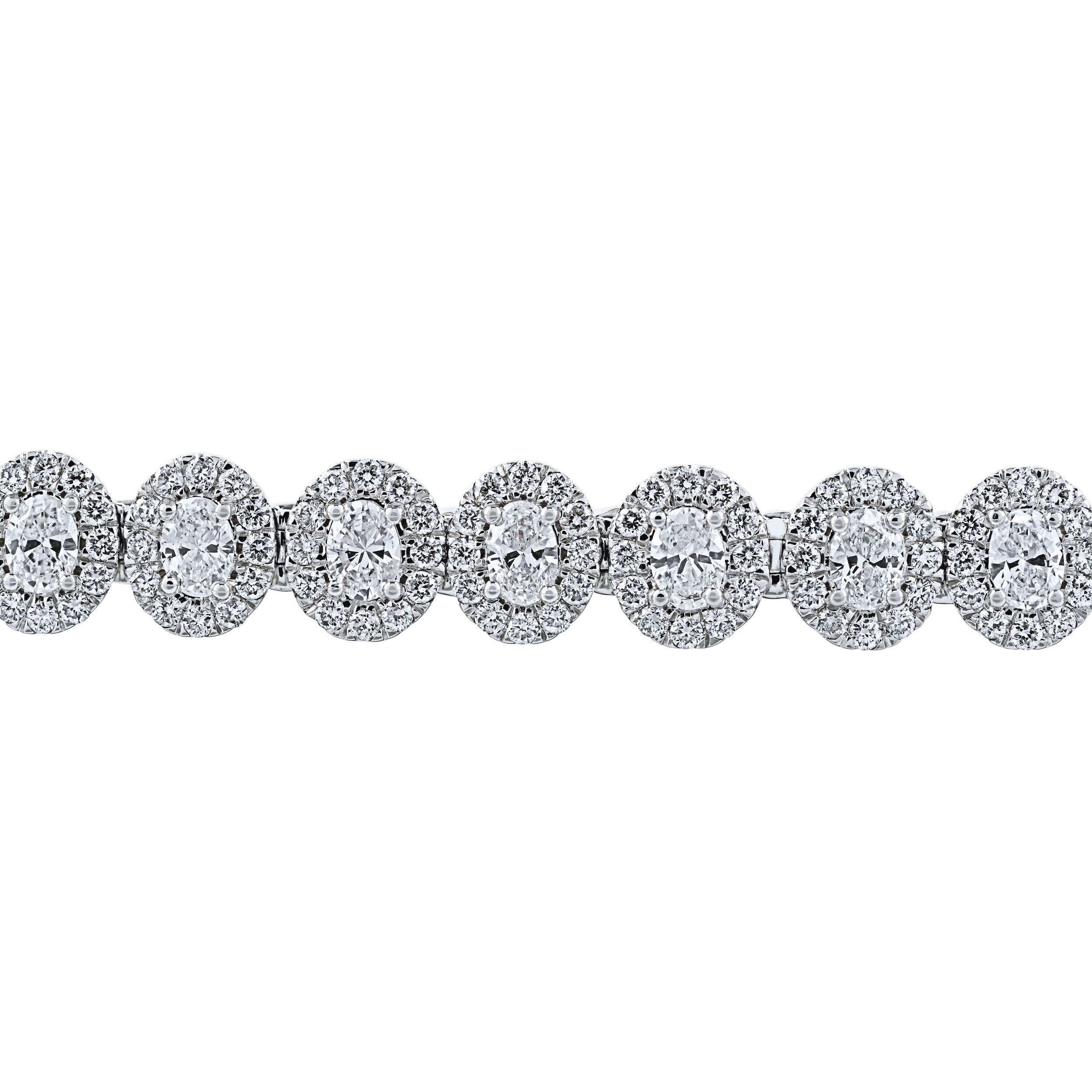Bracelet: 14KW Oval Halo's Straight Line 403 Dias. 5.00 Ctw