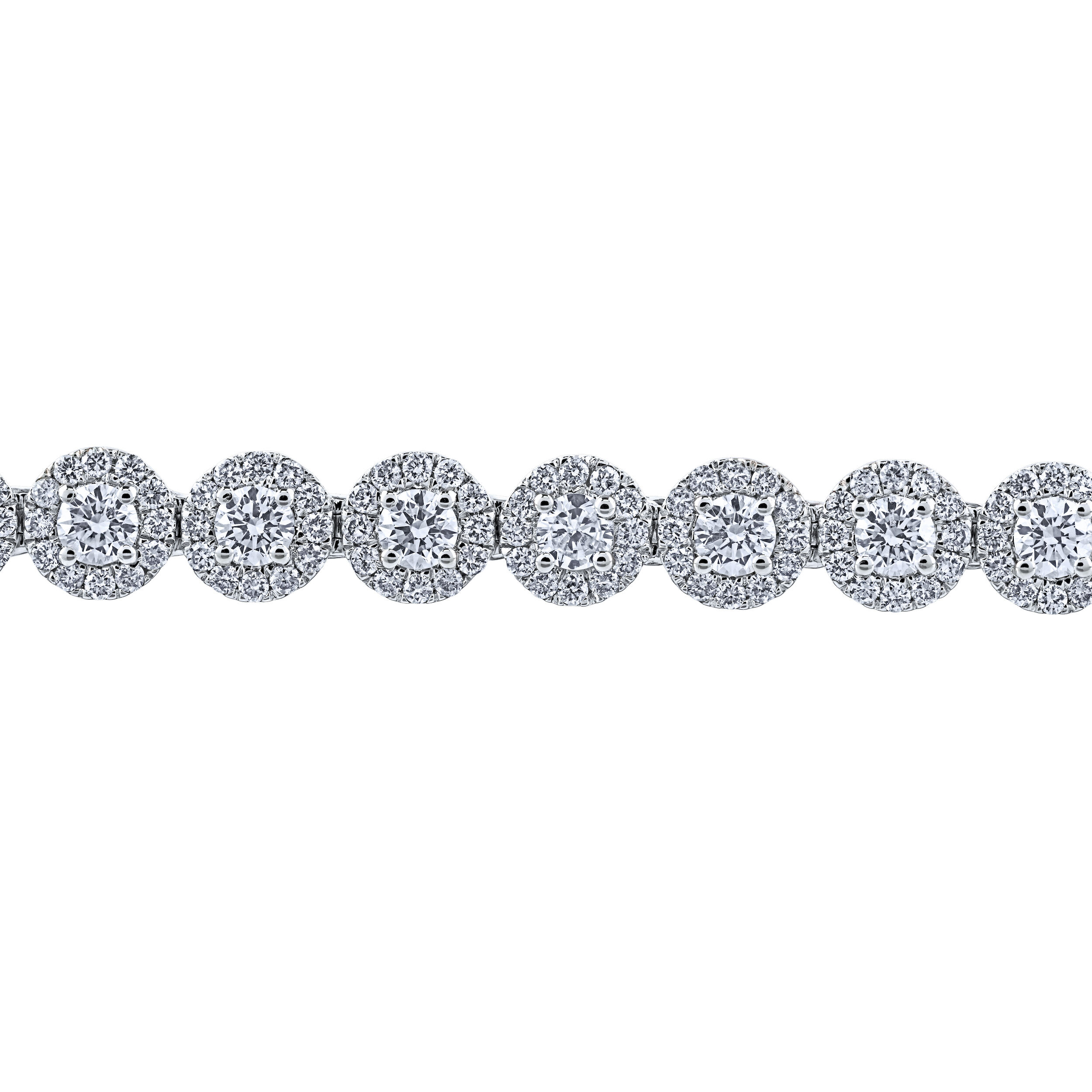 Bracelet: 14KW Round Halo's Straight Line 390 Rd. 5.00 Ctw