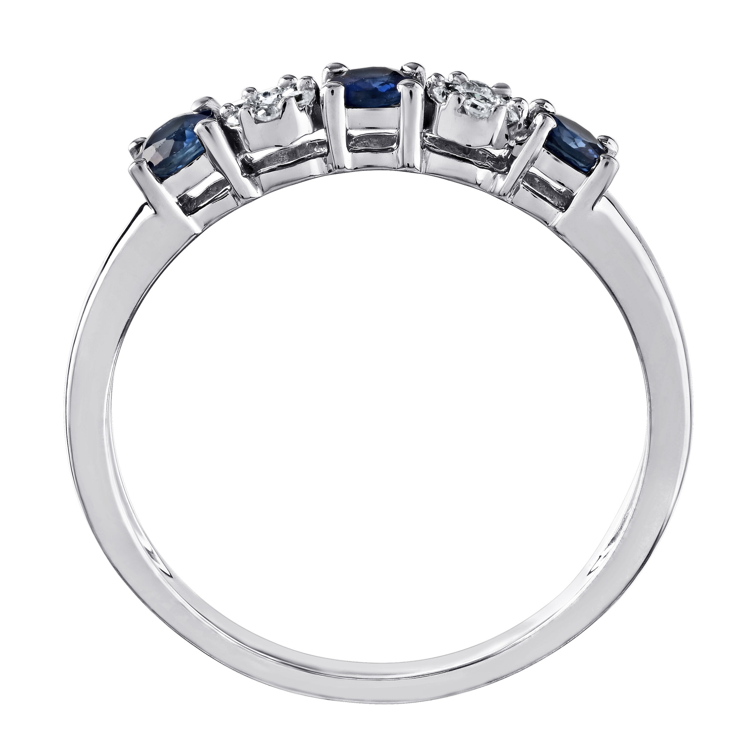 Majestic Gems&trade; 10k White Gold Color Stone & Diamond Cluster Shared Prong Blue Sapphire & Diamond 0.52 Ctw