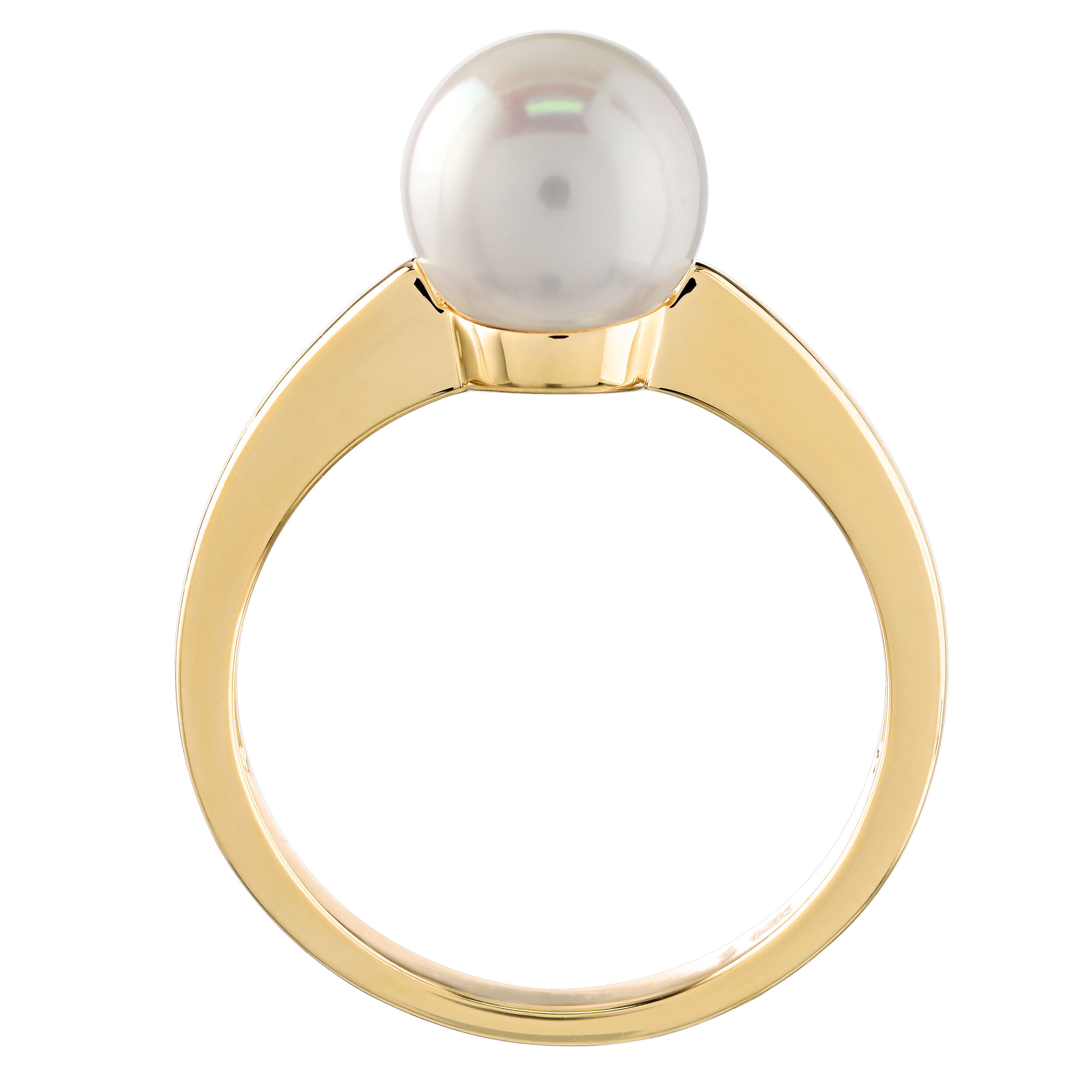 Majestic Gems&trade; 14k Yellow Gold Solitaire Pearl 10MM Polished Round Shank & Pearl 6.90 Ctw