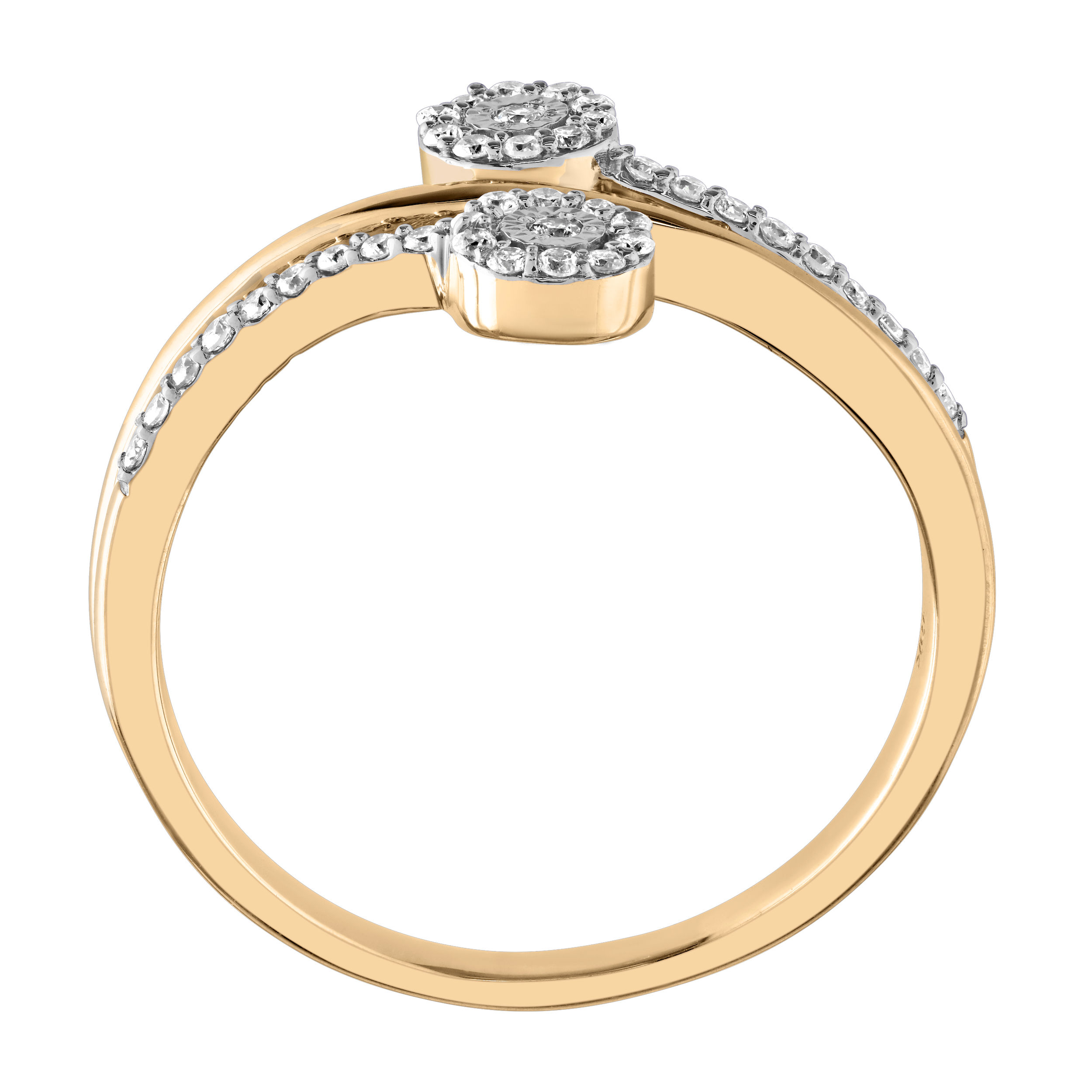 10K Yellow Gold Bypass Miracle Plate Round Clusters Polished on Bottom Diamond Ring 1.20 Ctw