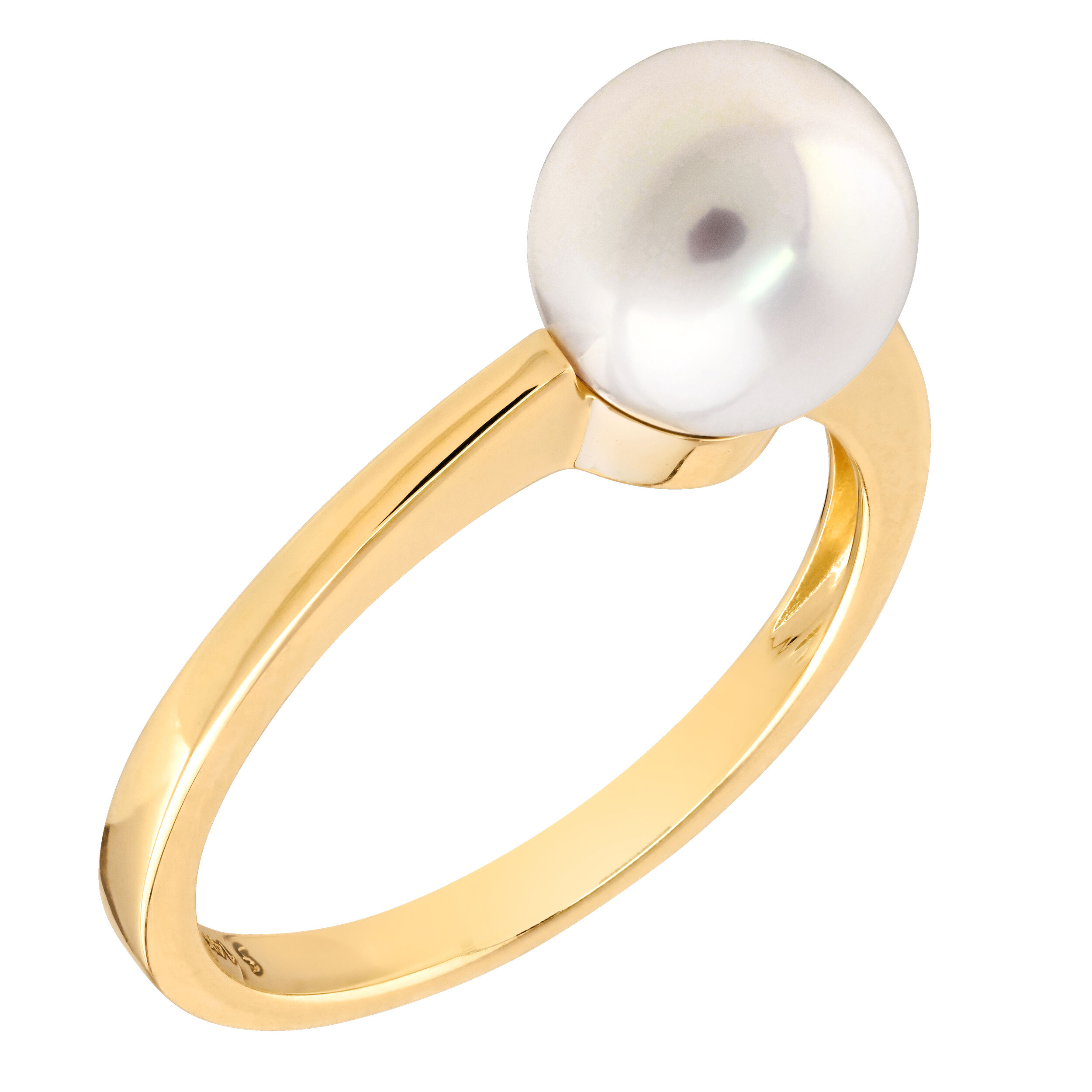 Majestic Gems&trade; 14k Yellow Gold Solitaire Pearl 6MM Polished Round Shank & Pearl 1.80 Ctw