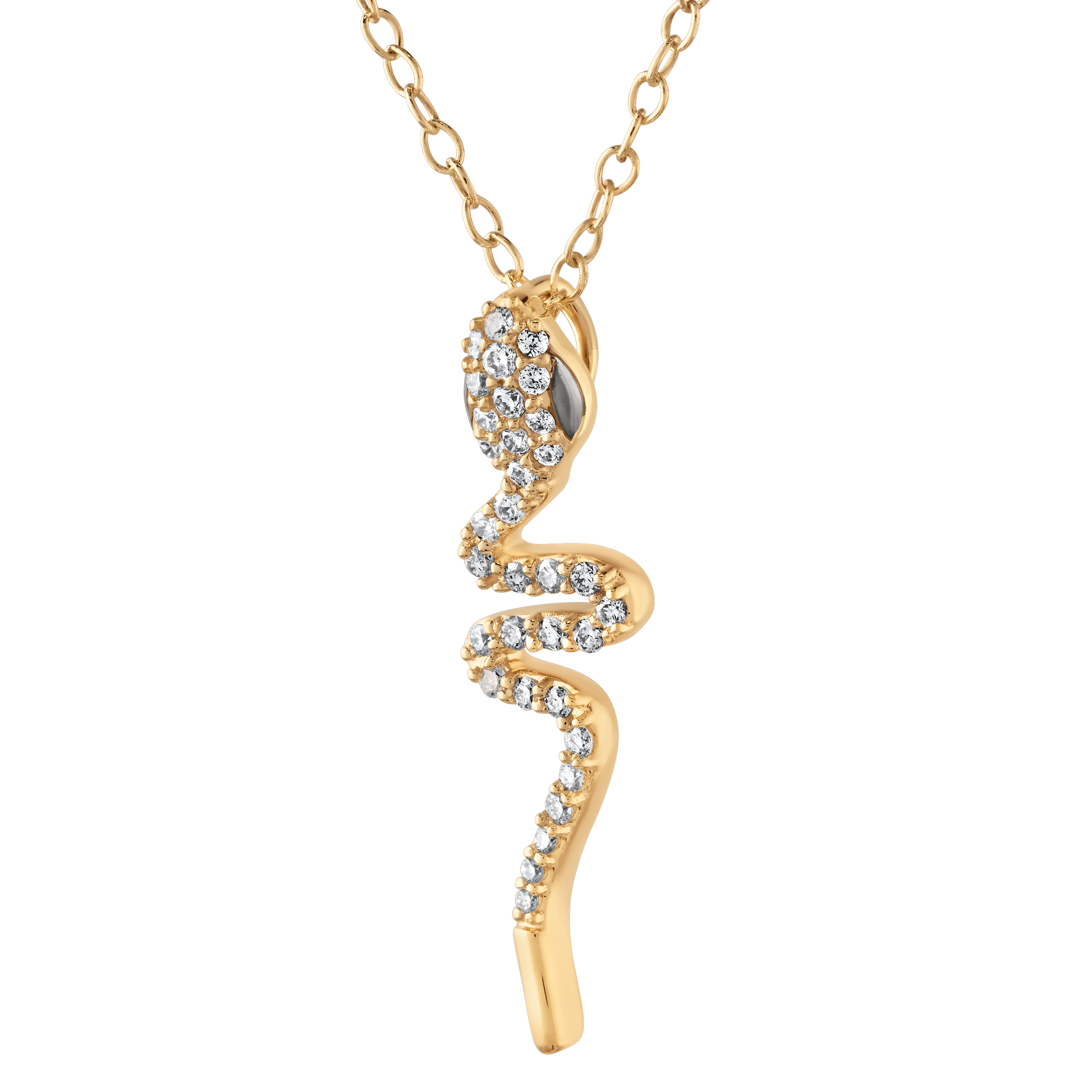 ZooLightful&trade; 14K Yellow Gold Snake Pave Set Hidden Bail Pendant Diamond 0.15 Ctw
