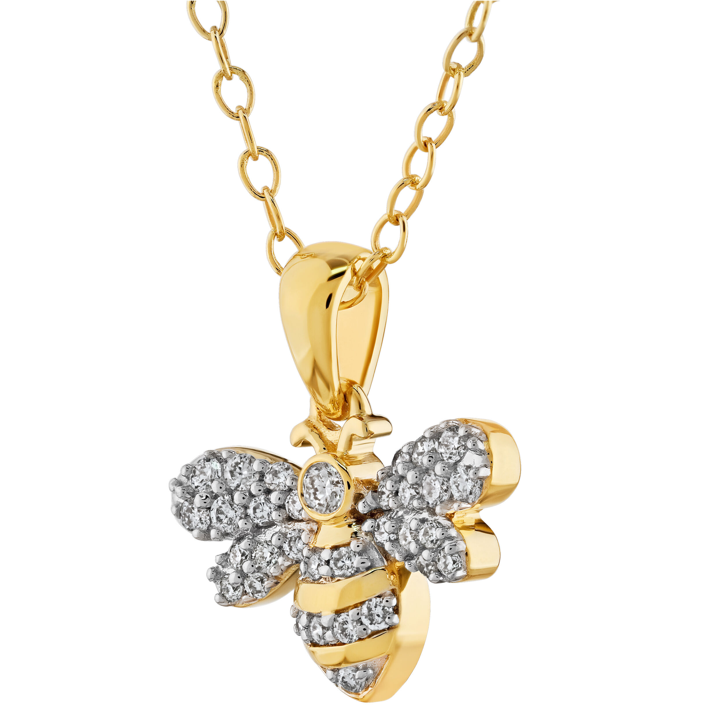 ZooLightful&trade; 14K Yellow Gold Bee with Pave Wings Pendant Diamond 0.15 Ctw