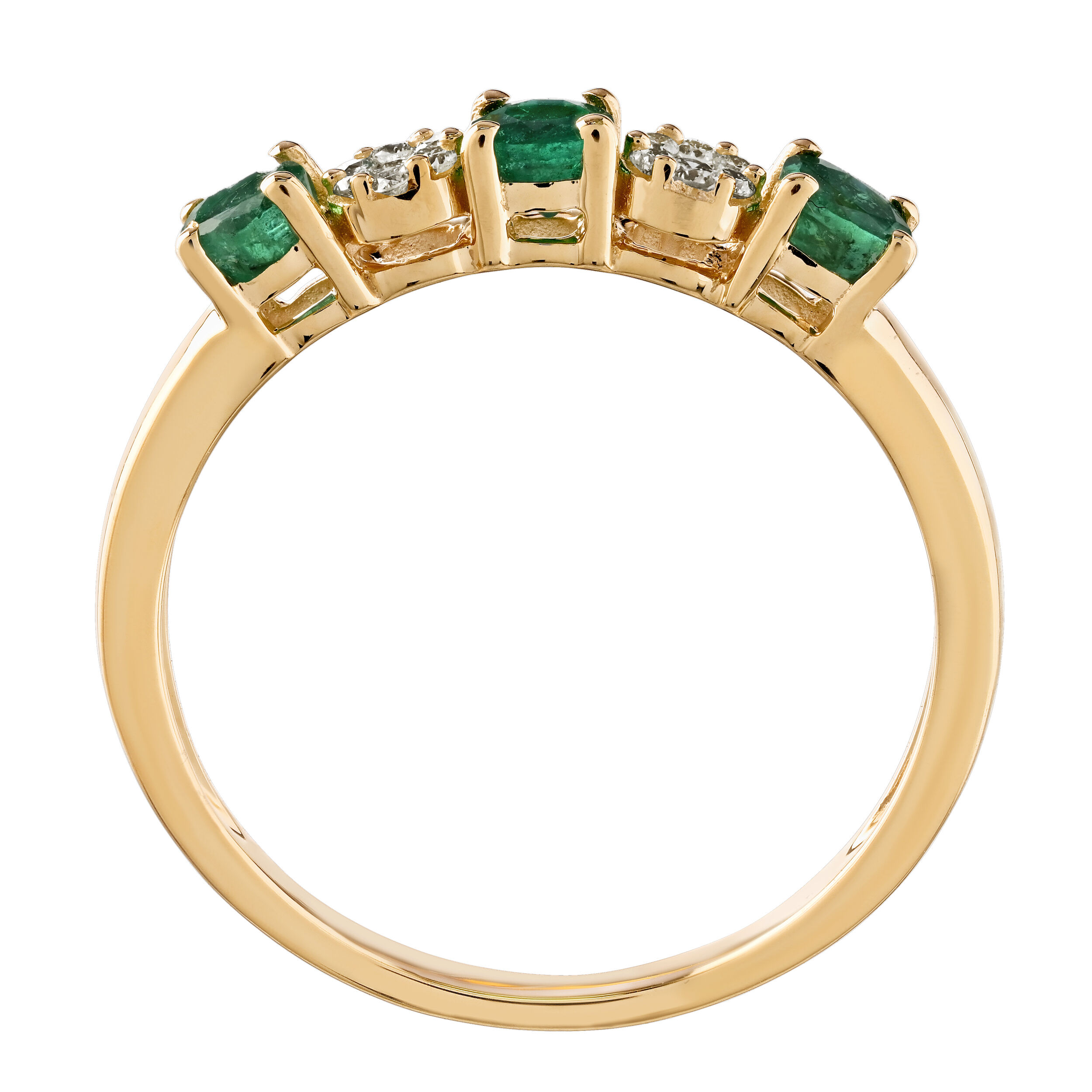Majestic Gems&trade; 10k Yellow Gold Color Stone & Diamond Cluster Shared Prong Emerald & Diamond 0.52 Ctw