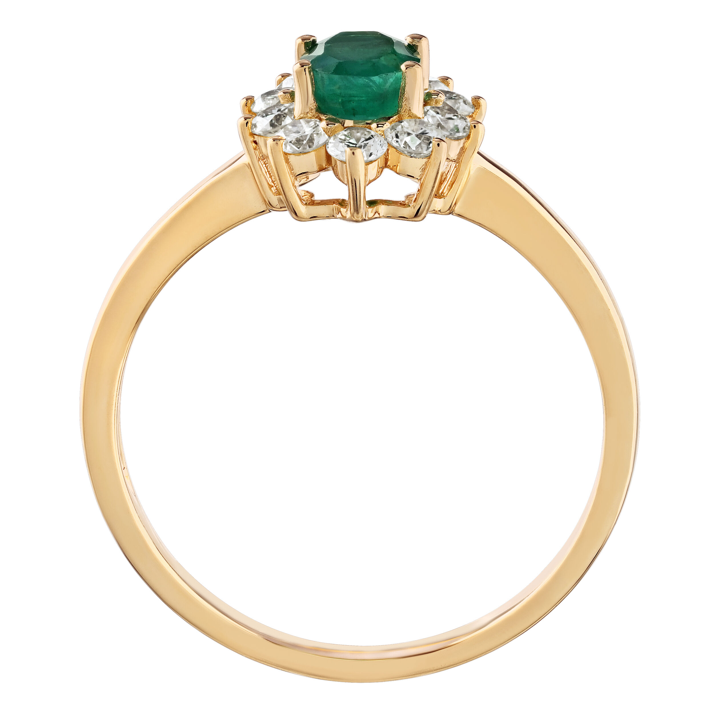 Majestic Gems&trade; 10k Yellow Gold Oval Color Stone Center Halo Emerald & Diamond 0.87 Ctw