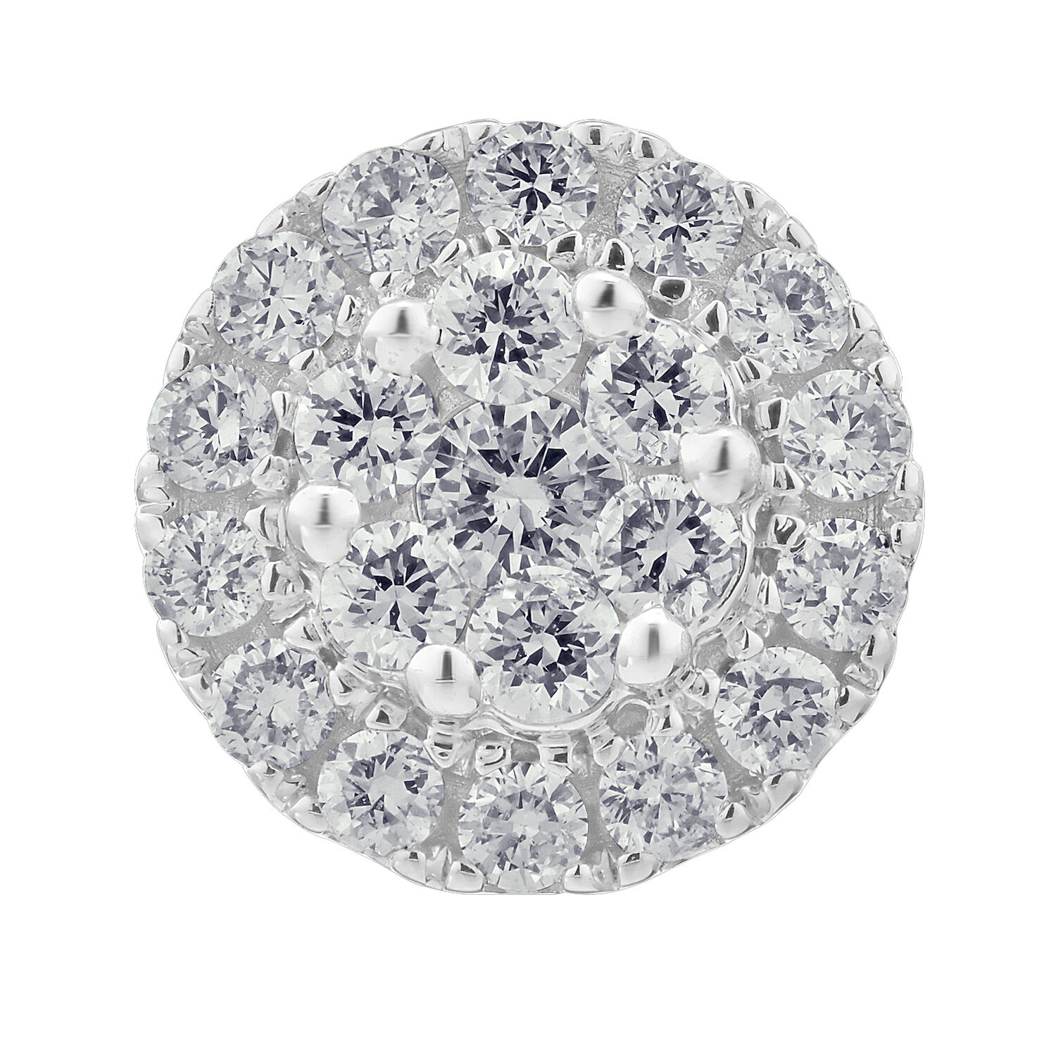 Diamond Bouquet&trade; 10K White Gold Diamond Round Cluster with Halo Studs with Screw Backs Earrings 1.50 Ctw