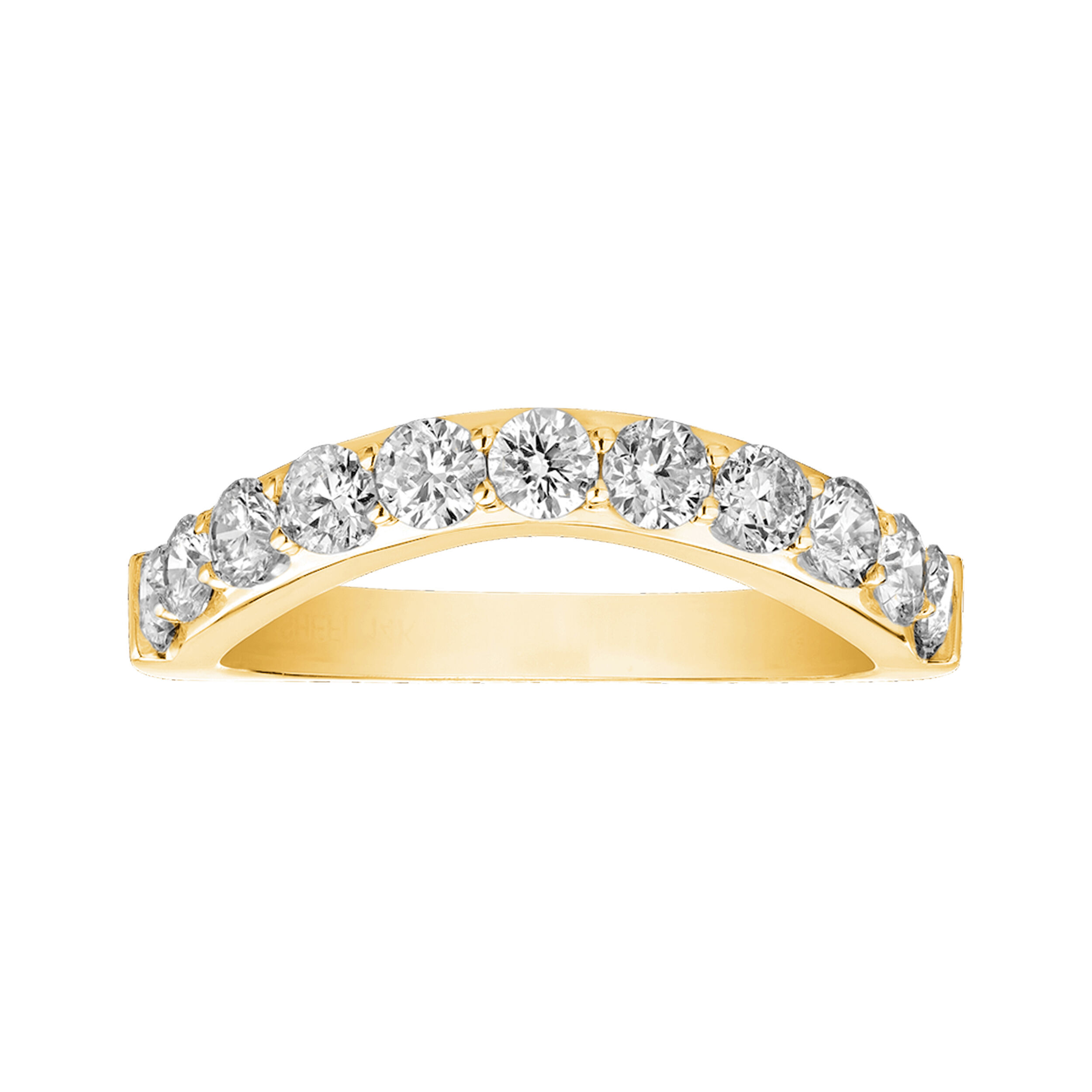 Eternal Joy&trade; 14K Yellow Gold 11 Stone Prong Set Curved Band Diamond 0.33 Ctw