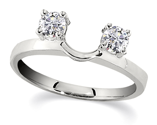 Love Connection&trade; 14K White Gold Diamond 1 Prong Set Each Side Plain Shank 0.33 Ctw