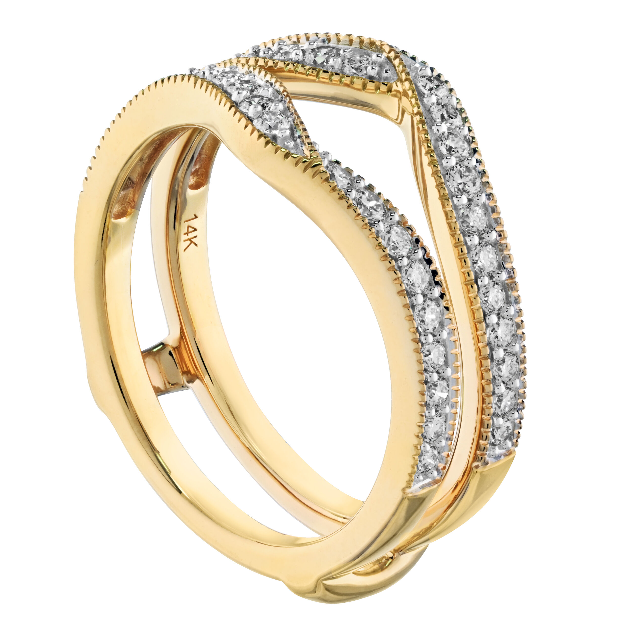 Love Connection&trade; 14K Yellow Gold Diamond v With Milgrain Edge 0.50 Ctw