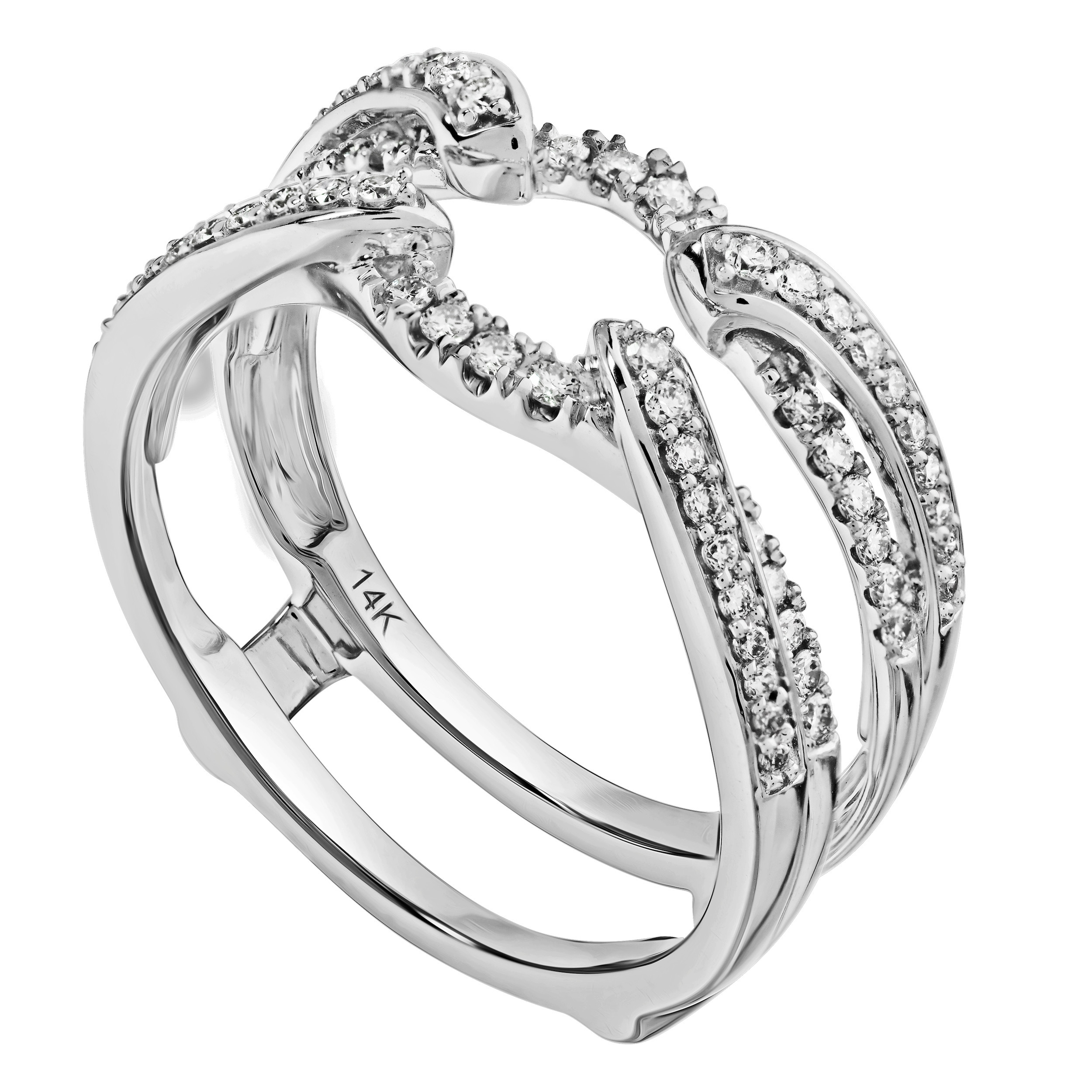 Love Connection&trade; 14K White Gold Diamond Double Row Shoulders Pave Set With Halo 0.33 Ctw