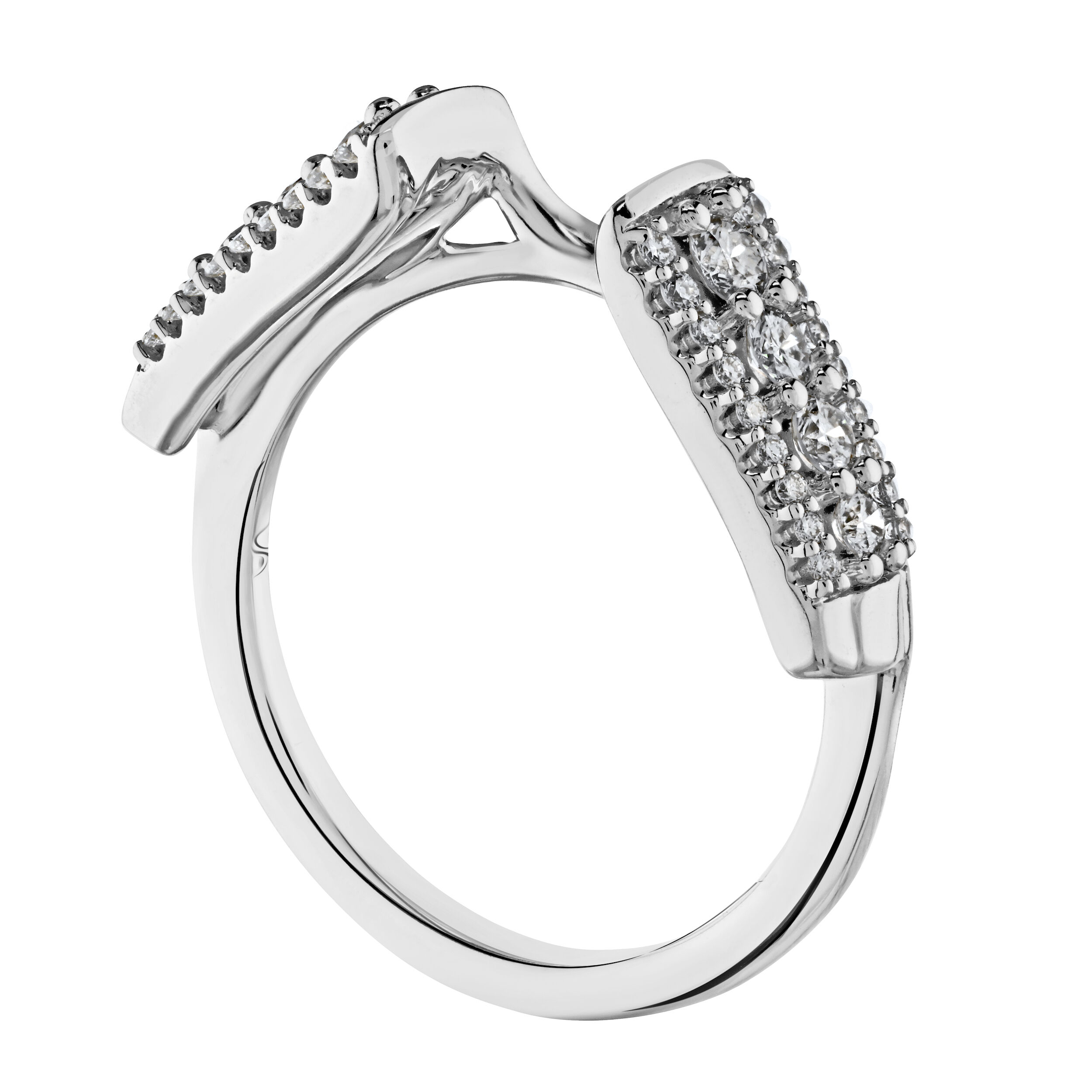 Love Connection&trade; 14K White Gold Diamond Wider With Larger Prong Set Through Center Diamond Rails 0.50 Ctw