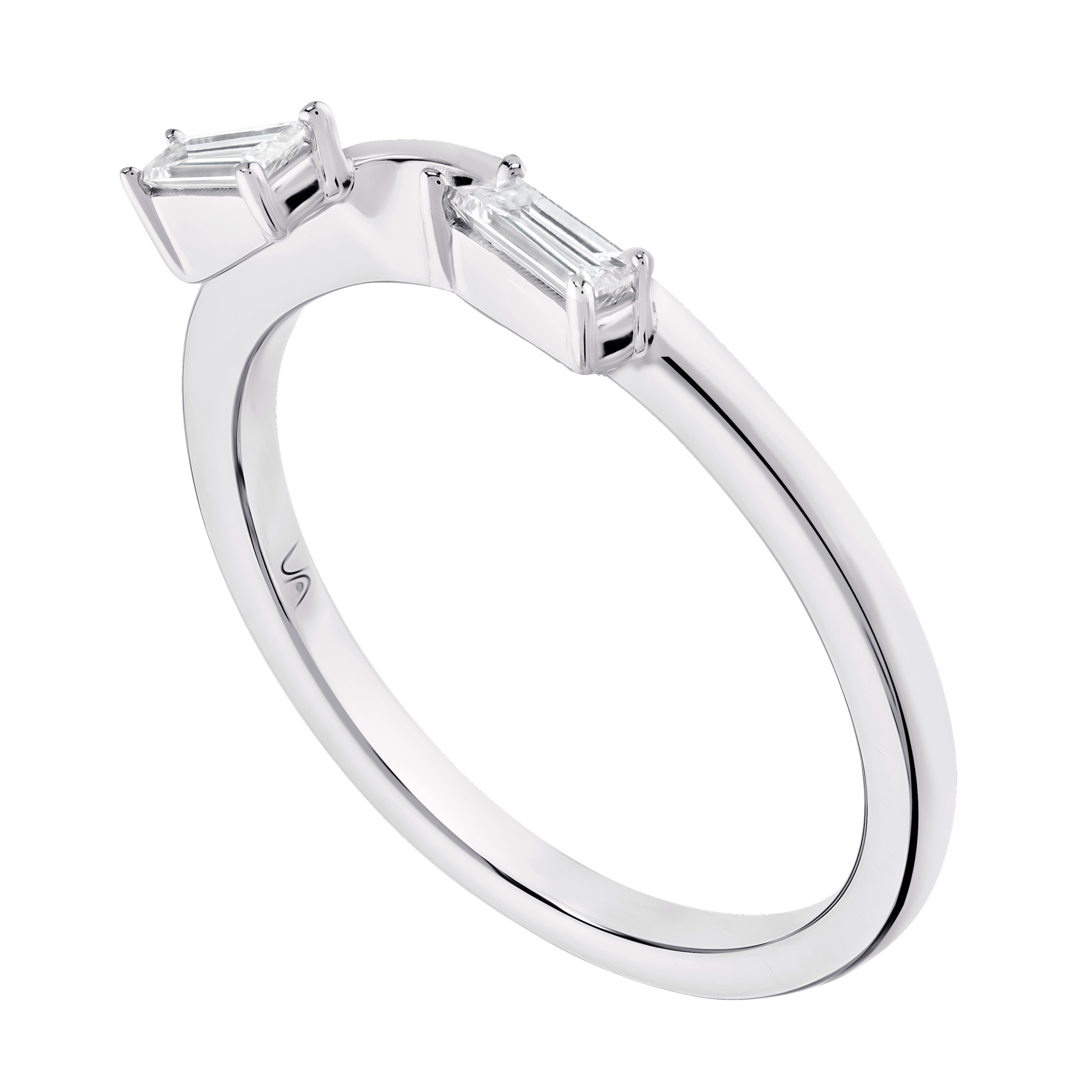 Love Connection&trade; 14K White Gold Diamond Plain Shank With Baguette Shoulders 0.10 Ctw