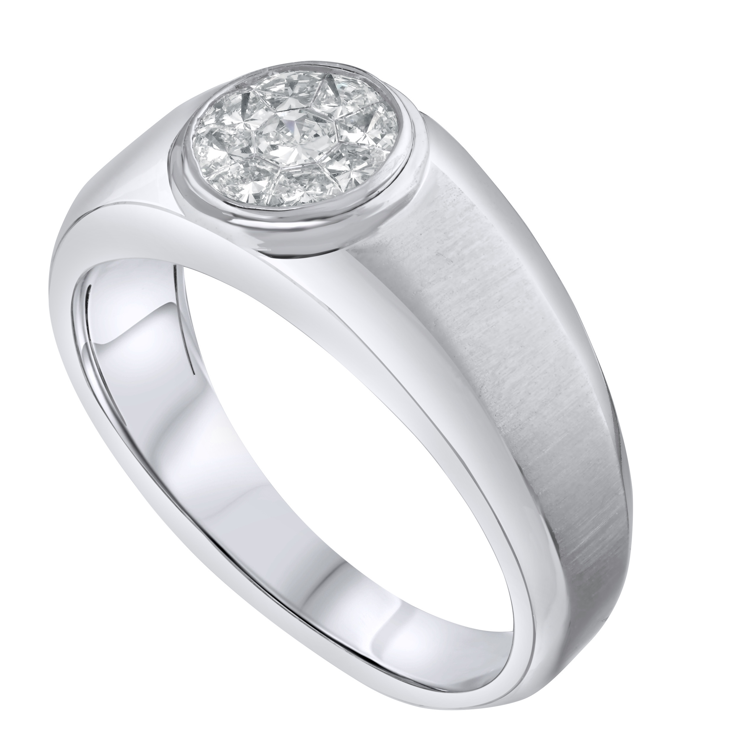 Shefian&trade; 14K White Gold Ring Compozit Round Shape Satin Finish Diamond 0.50 Ctw