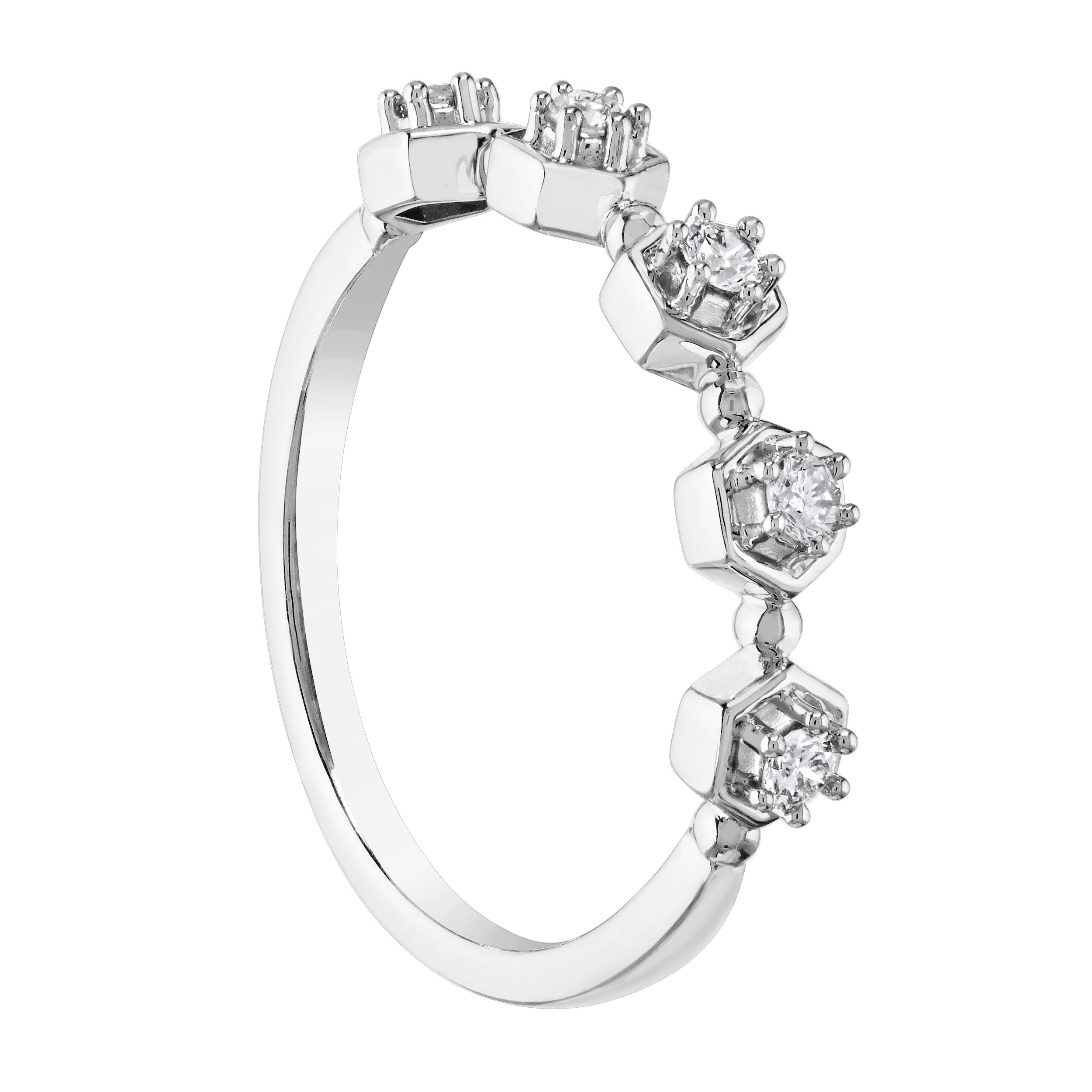 TriUnity&trade; 10K White Gold Geometric Shapes Prong Set Diamonds Stackable 0.15 Ctw