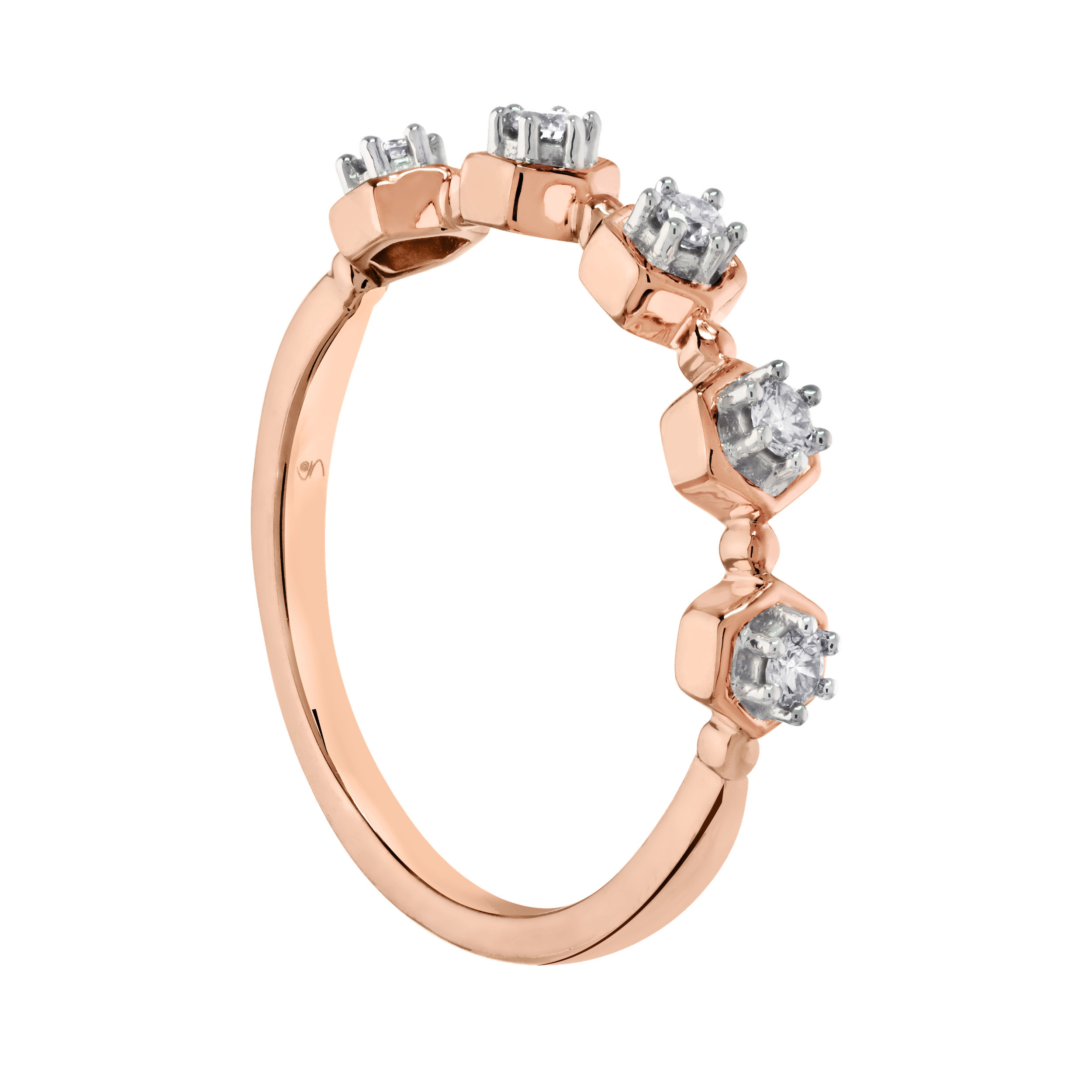 TriUnity&trade; 10K Rose Gold Geometric Shapes Prong Set Diamonds Stackable 0.15 Ctw