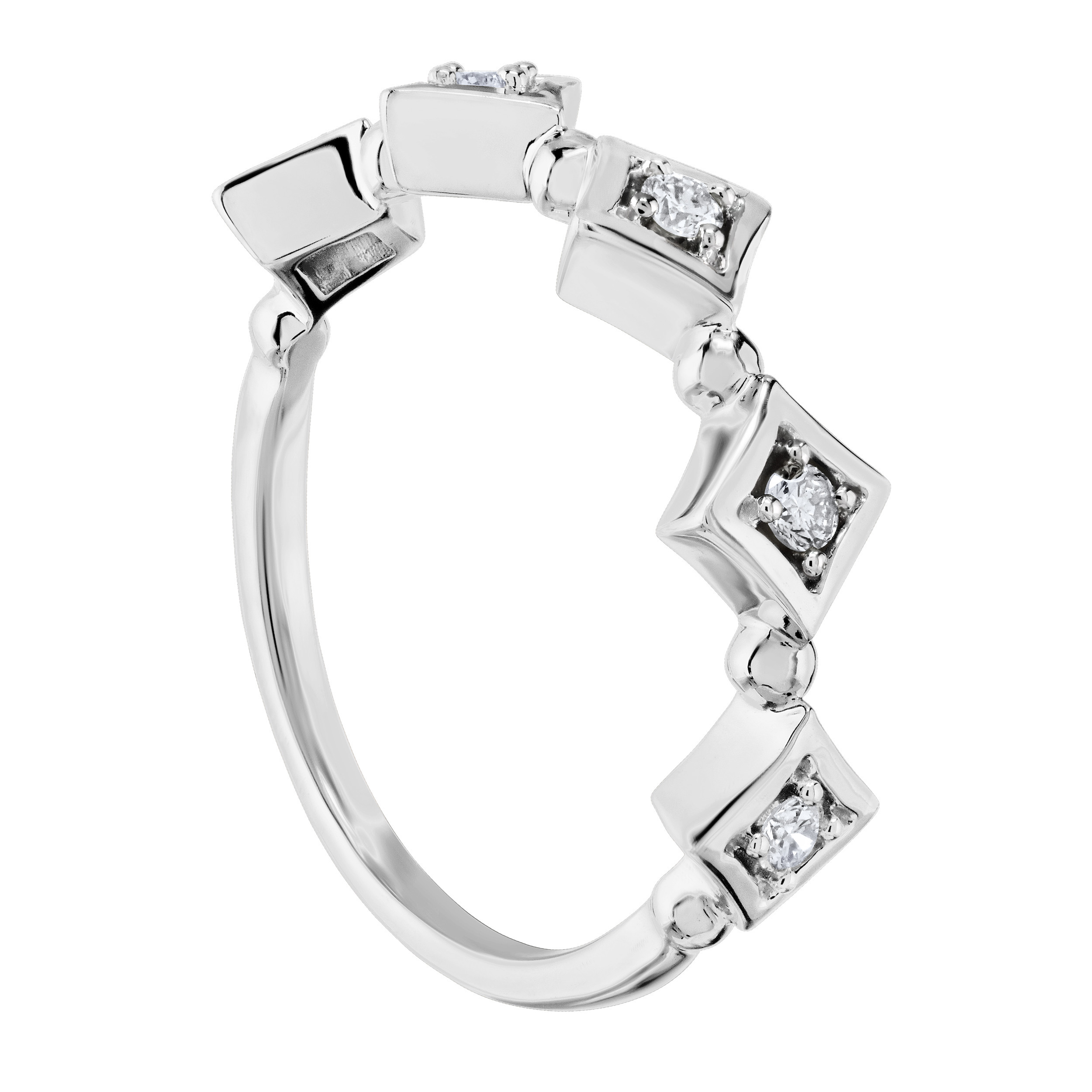 TriUnity&trade; 10K White Gold Offset Square Shapes Diamond Center 0.15 Ctw
