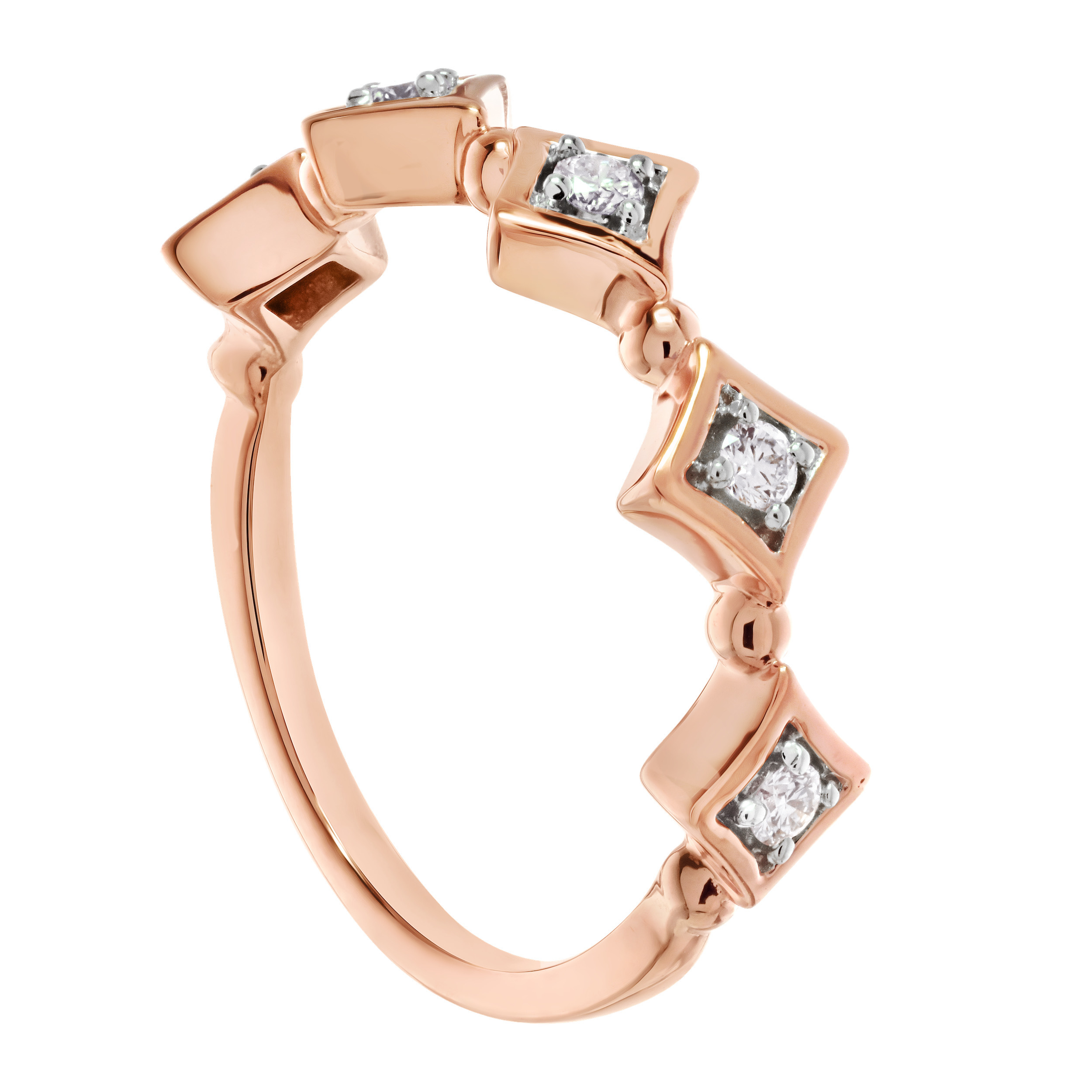 TriUnity&trade; 10K Rose Gold Offset Square Shapes Diamond Center 0.15 Ctw