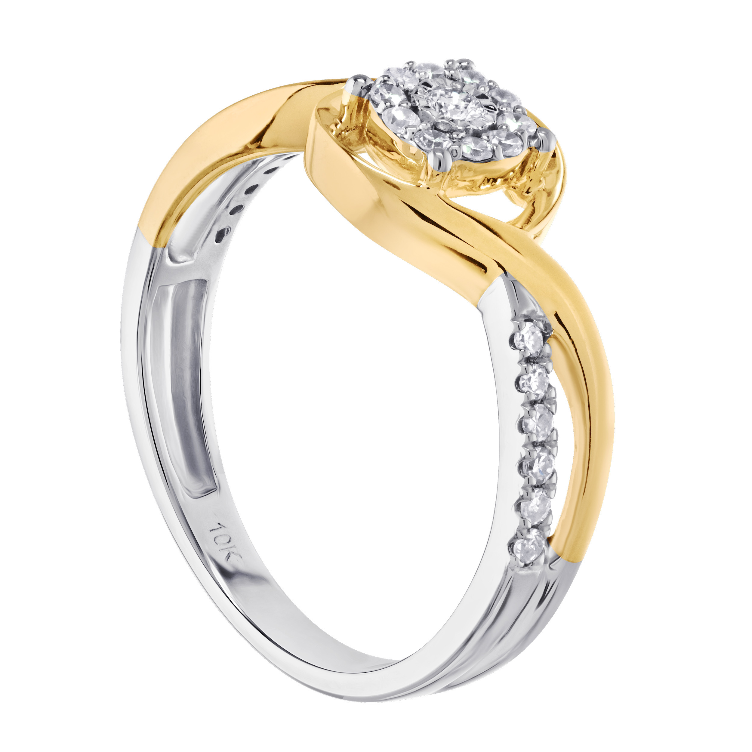 10K Rose Gold Cushion Shape Miracle Plate Center Bypass Ring Diamond 0.69 Ctw